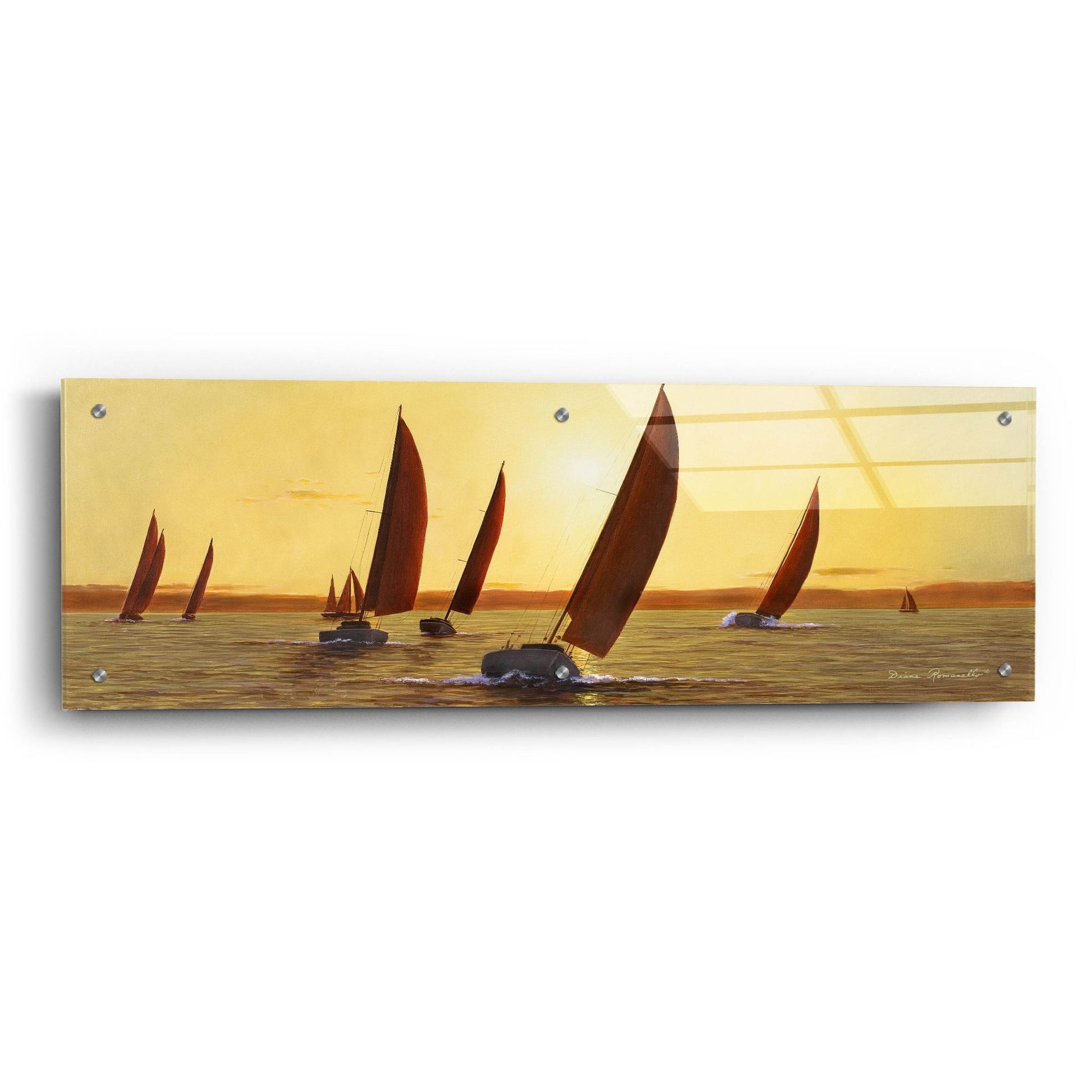 Epic Art ' Sailing, Sailing' by Diane Romanello, Acrylic Glass Wall Art,36x12