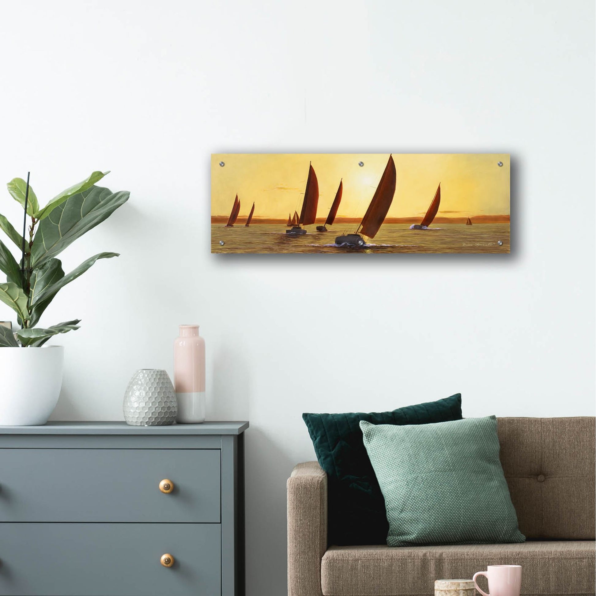 Epic Art ' Sailing, Sailing' by Diane Romanello, Acrylic Glass Wall Art,36x12