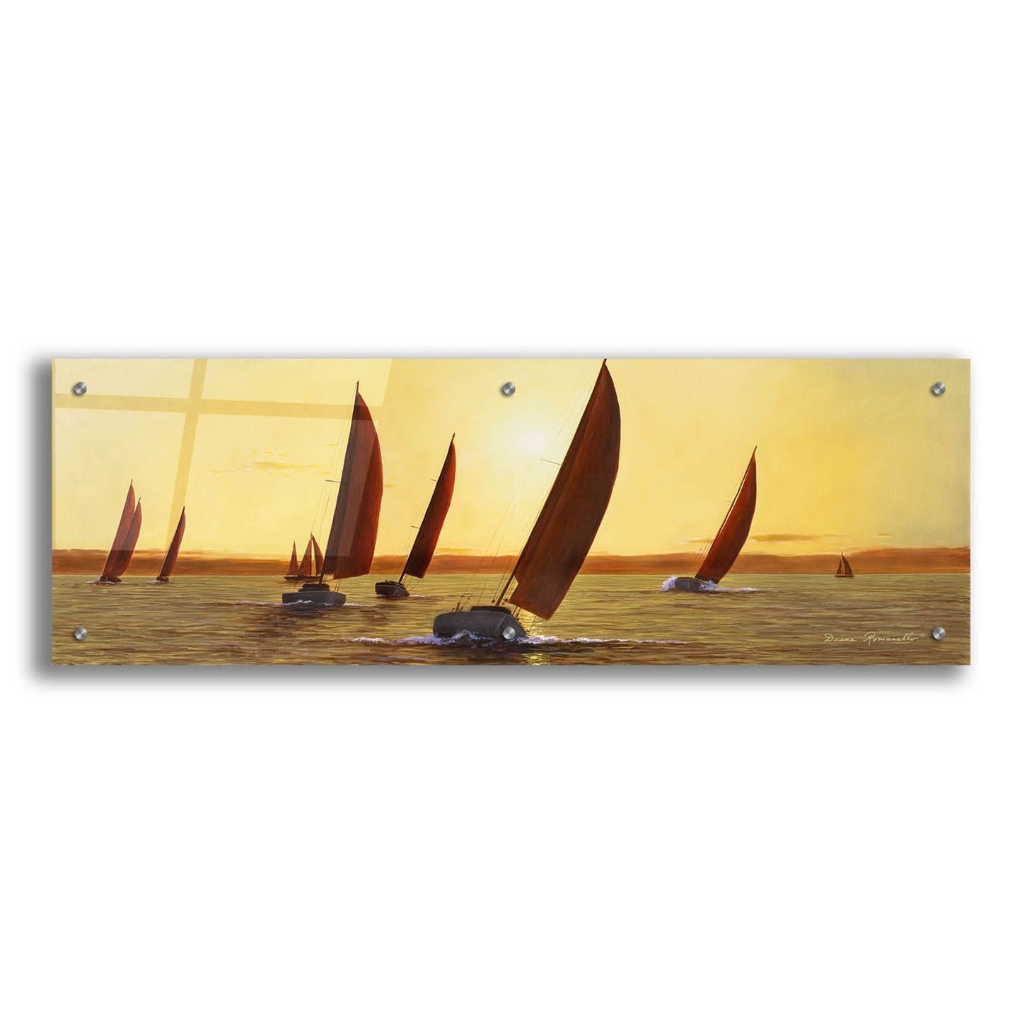 Epic Art ' Sailing, Sailing' by Diane Romanello, Acrylic Glass Wall Art,36x12