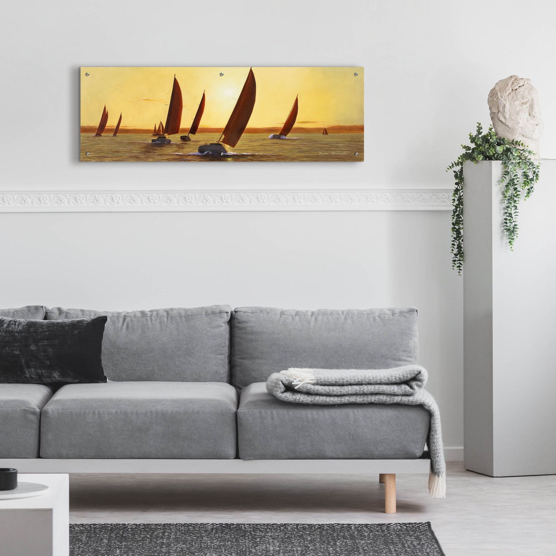 Epic Art ' Sailing, Sailing' by Diane Romanello, Acrylic Glass Wall Art,48x16