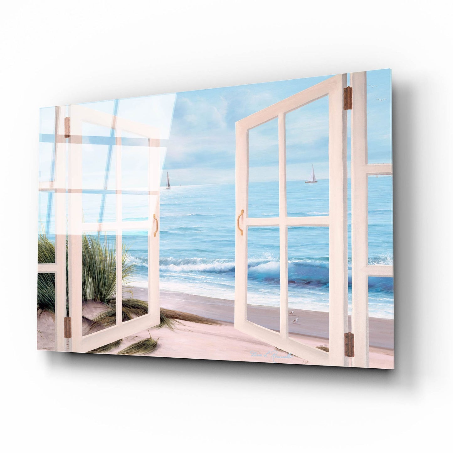 Epic Art ' Sandpiper Beach Door' by Diane Romanello, Acrylic Glass Wall Art,16x12