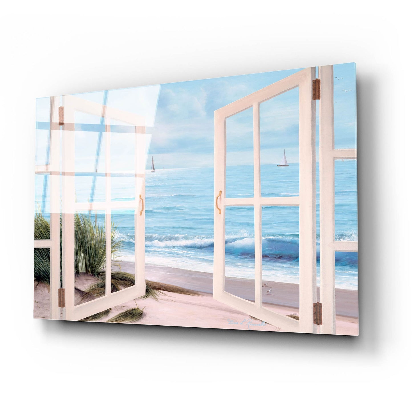 Epic Art ' Sandpiper Beach Door' by Diane Romanello, Acrylic Glass Wall Art,24x16