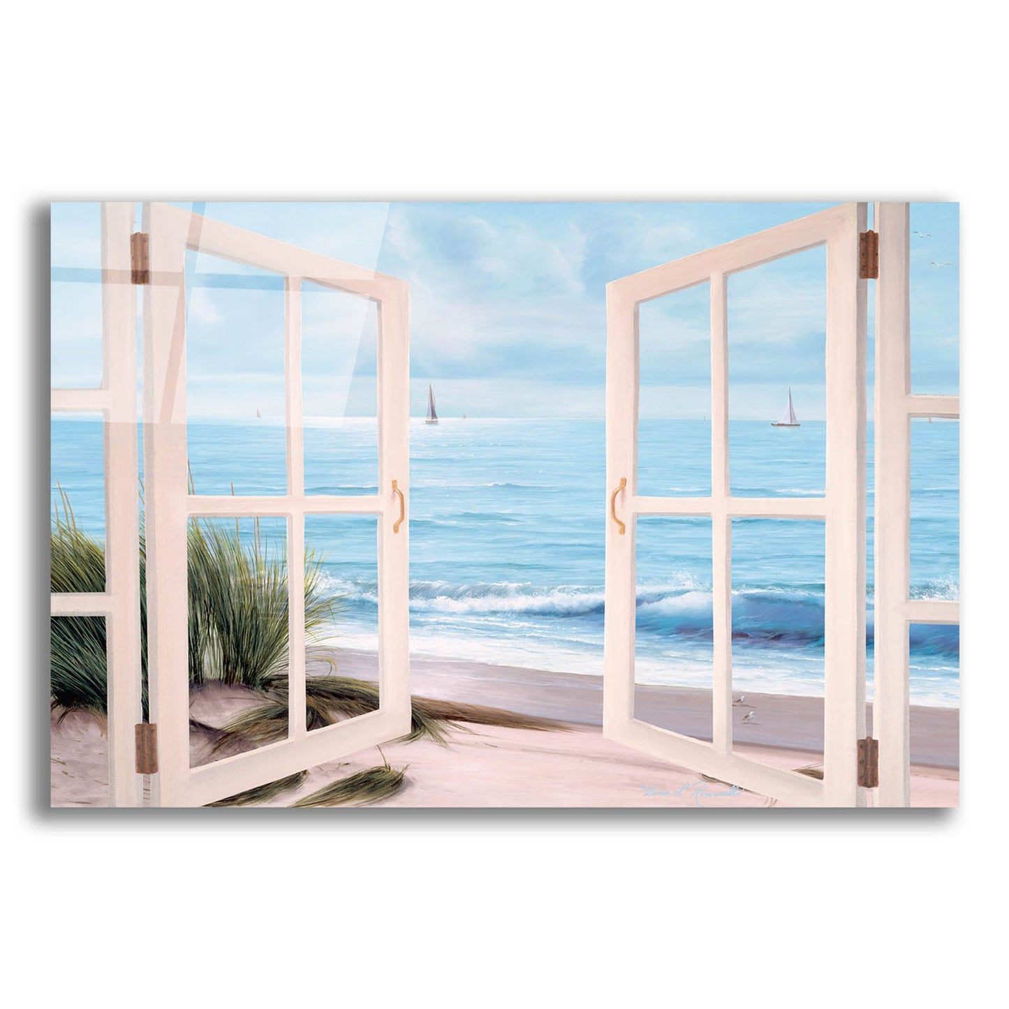 Epic Art ' Sandpiper Beach Door' by Diane Romanello, Acrylic Glass Wall Art,24x16
