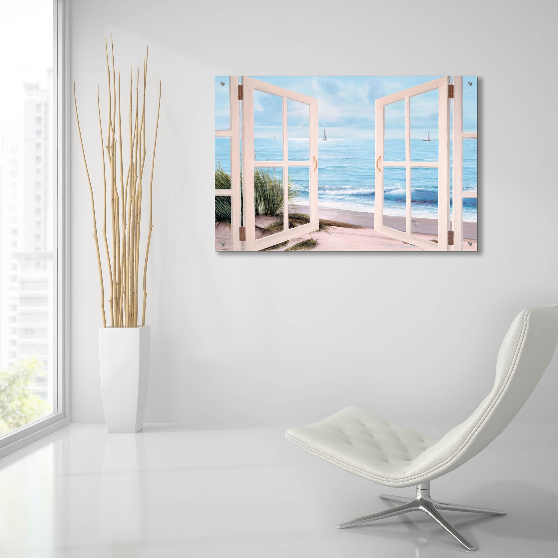 Epic Art ' Sandpiper Beach Door' by Diane Romanello, Acrylic Glass Wall Art,36x24