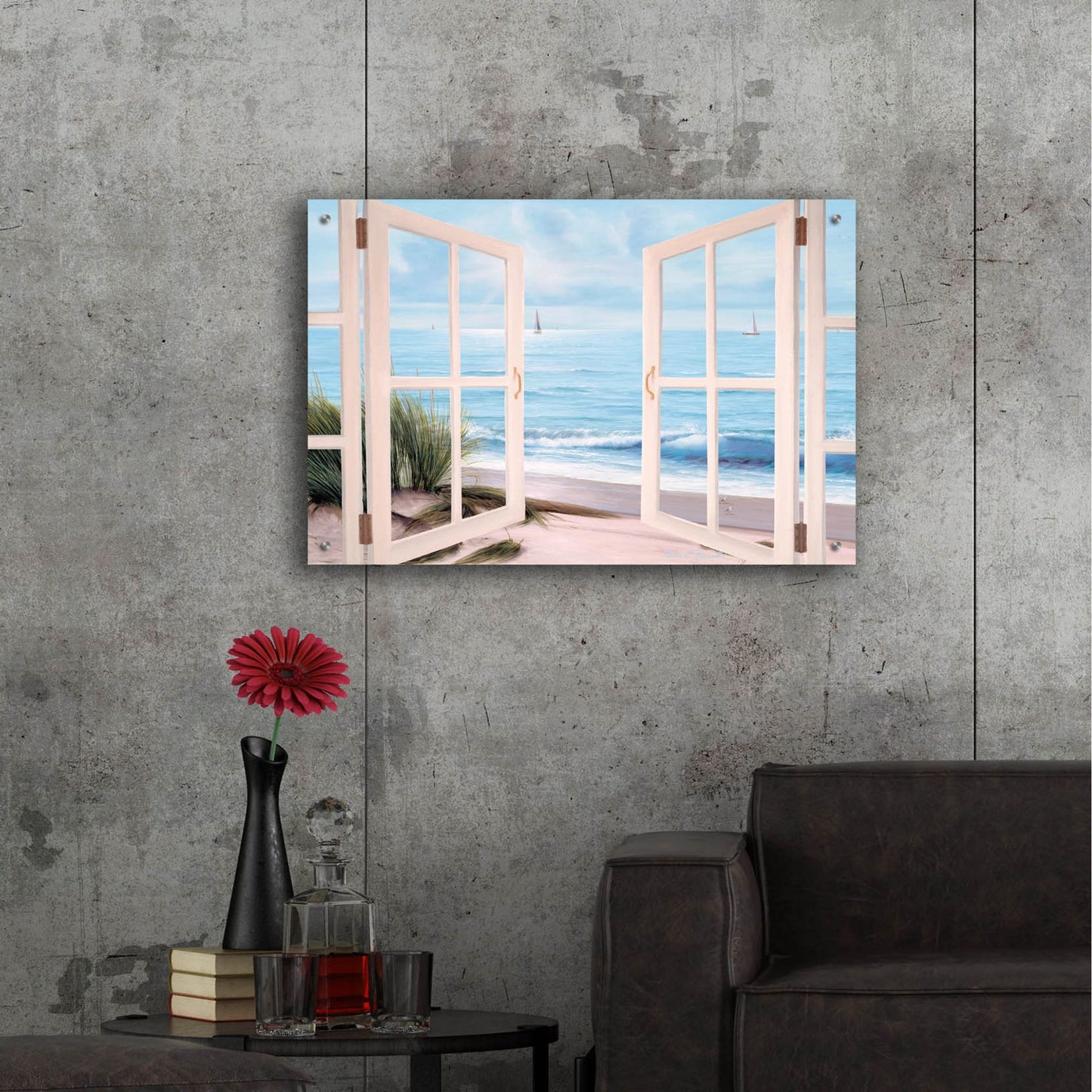 Epic Art ' Sandpiper Beach Door' by Diane Romanello, Acrylic Glass Wall Art,36x24