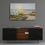 Epic Art ' Deck & Flowers' by Diane Romanello, Acrylic Glass Wall Art,36x24