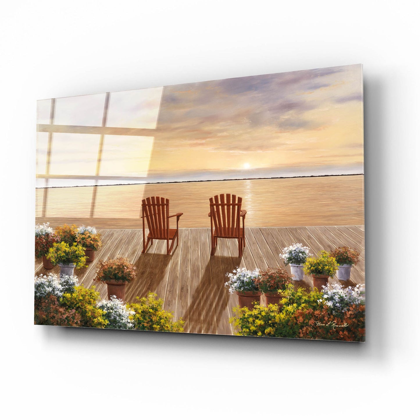 Epic Art ' Evening Deck View' by Diane Romanello, Acrylic Glass Wall Art,16x12