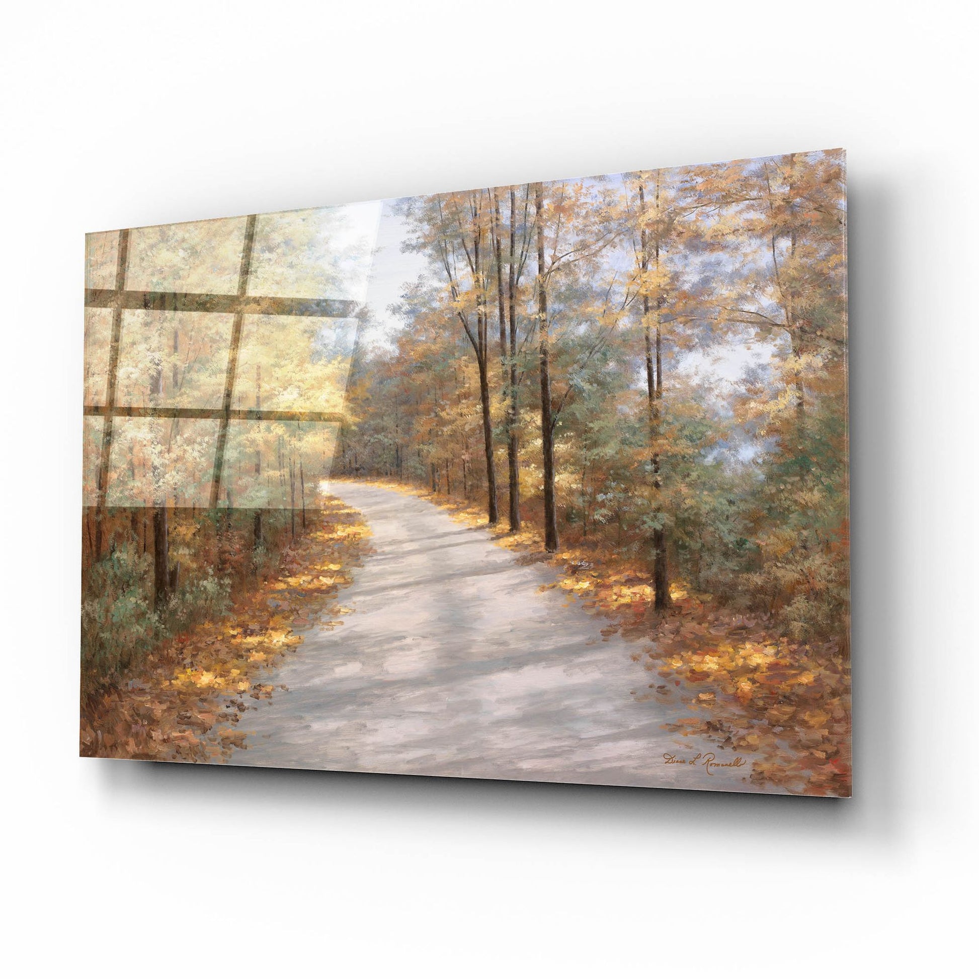 Epic Art ' Walking in Fall' by Diane Romanello, Acrylic Glass Wall Art,16x12