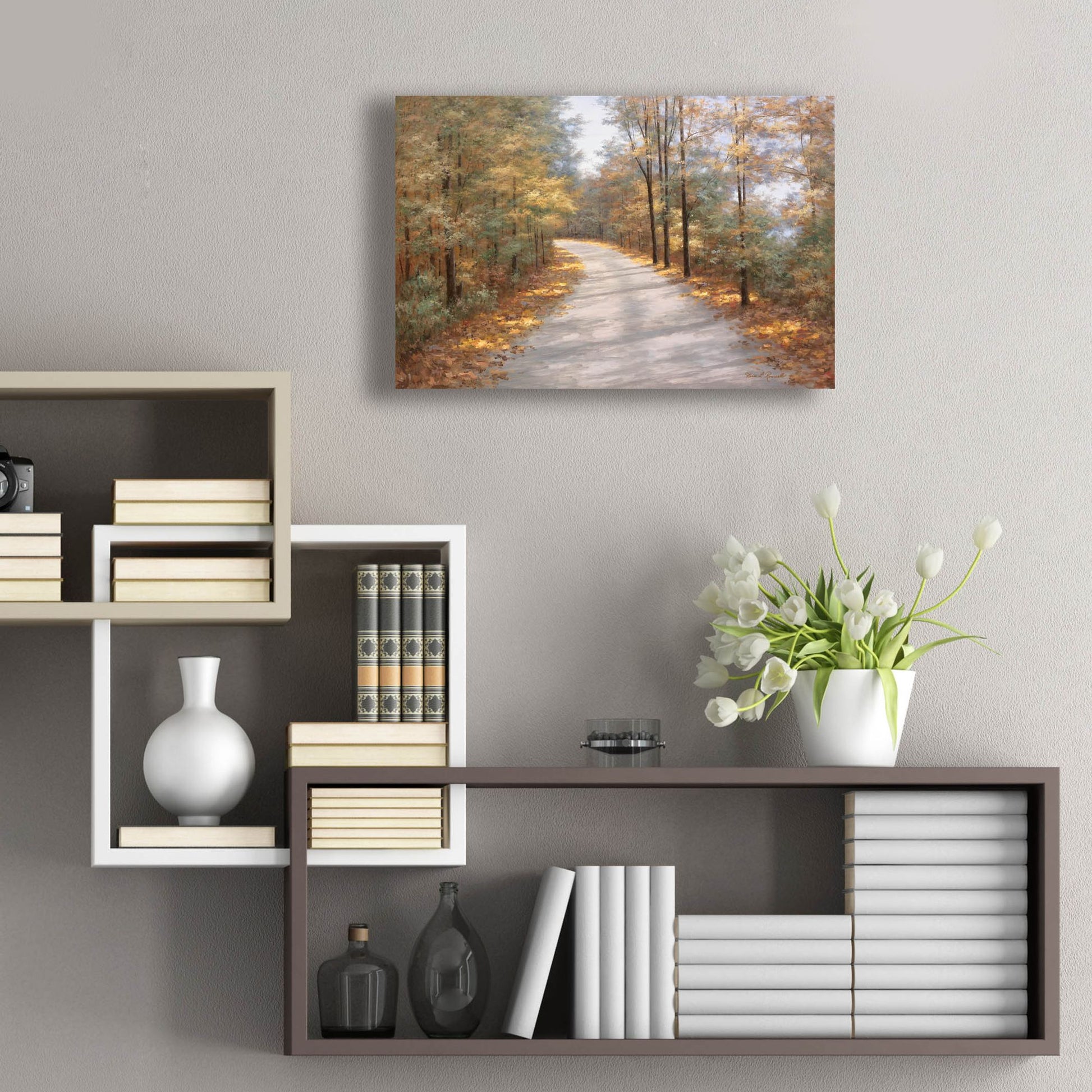 Epic Art ' Walking in Fall' by Diane Romanello, Acrylic Glass Wall Art,24x16