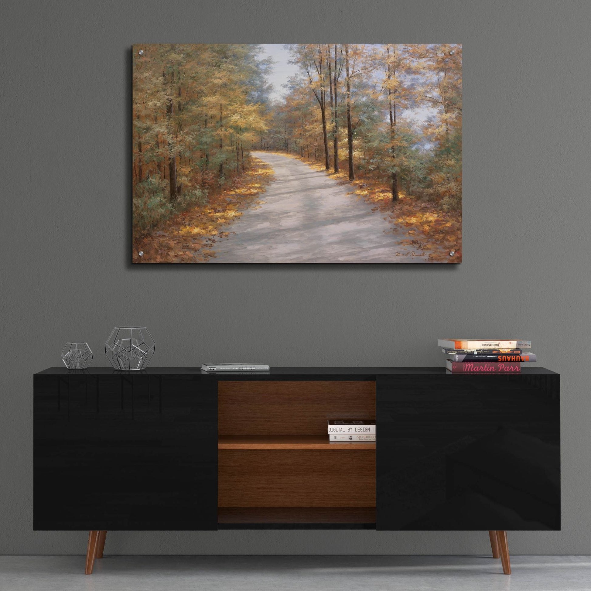 Epic Art ' Walking in Fall' by Diane Romanello, Acrylic Glass Wall Art,36x24