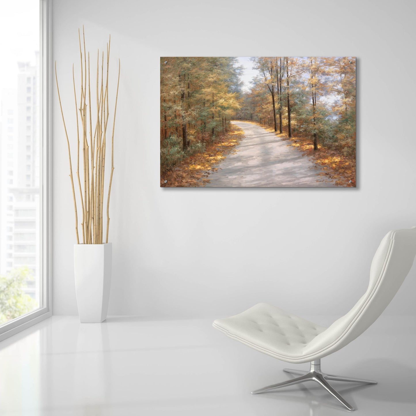 Epic Art ' Walking in Fall' by Diane Romanello, Acrylic Glass Wall Art,36x24