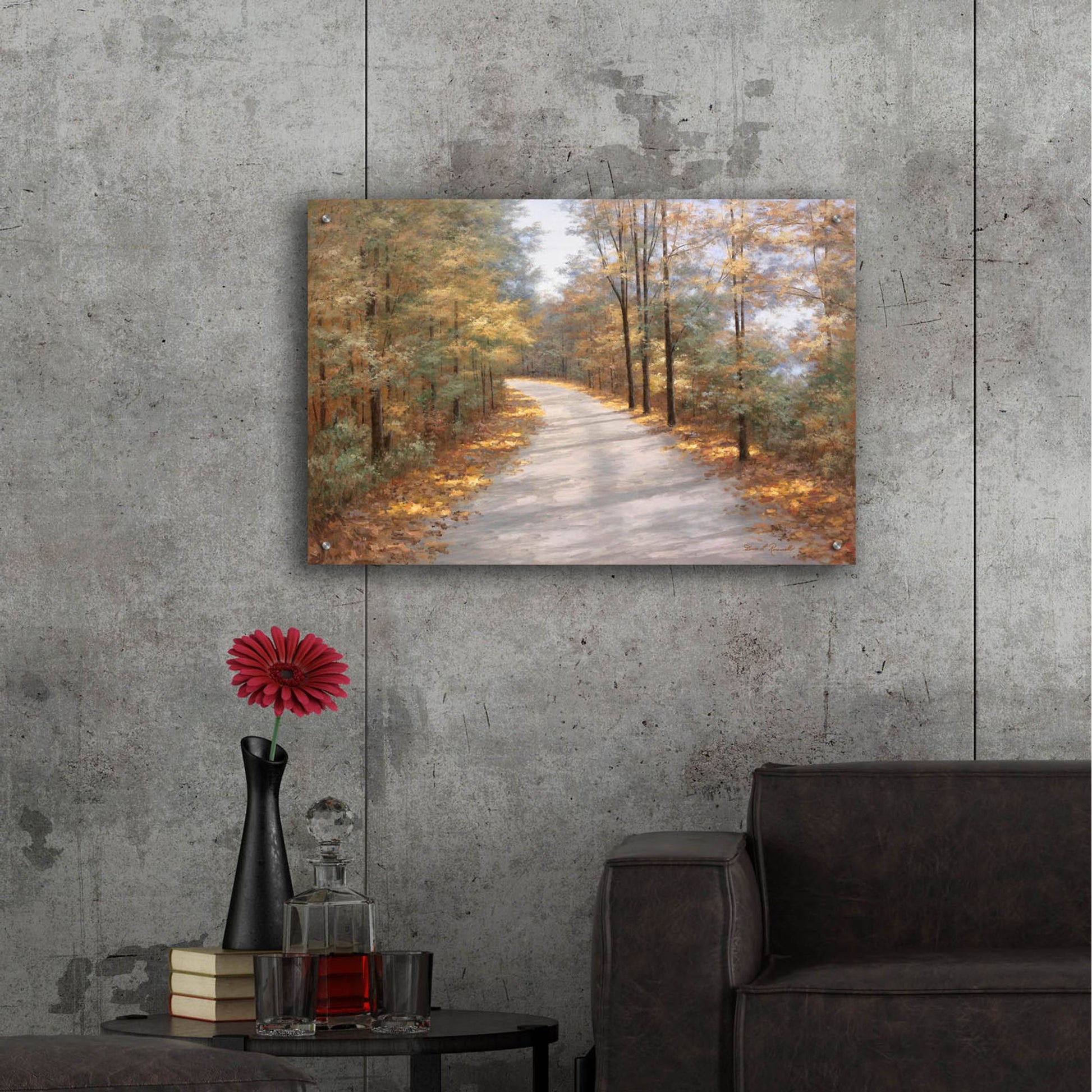 Epic Art ' Walking in Fall' by Diane Romanello, Acrylic Glass Wall Art,36x24