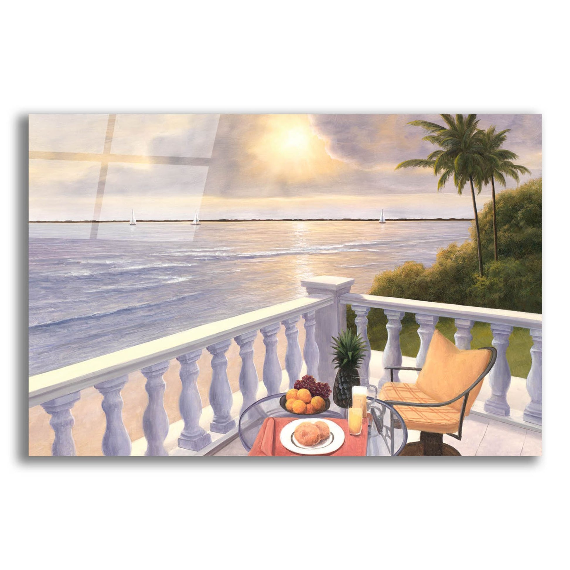 Epic Art ' Breakfast on the Veranda' by Diane Romanello, Acrylic Glass Wall Art,16x12