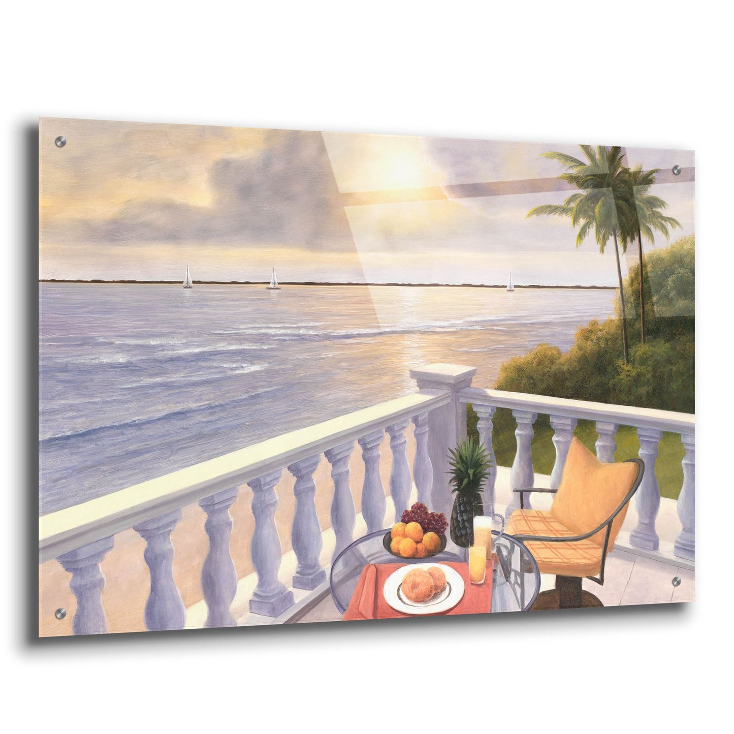 Epic Art ' Breakfast on the Veranda' by Diane Romanello, Acrylic Glass Wall Art,36x24