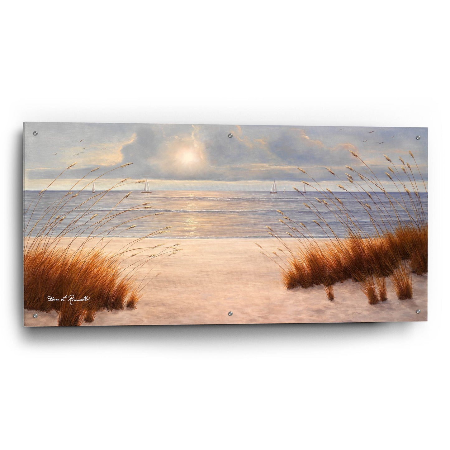 Epic Art ' Beach Days' by Diane Romanello, Acrylic Glass Wall Art,48x24