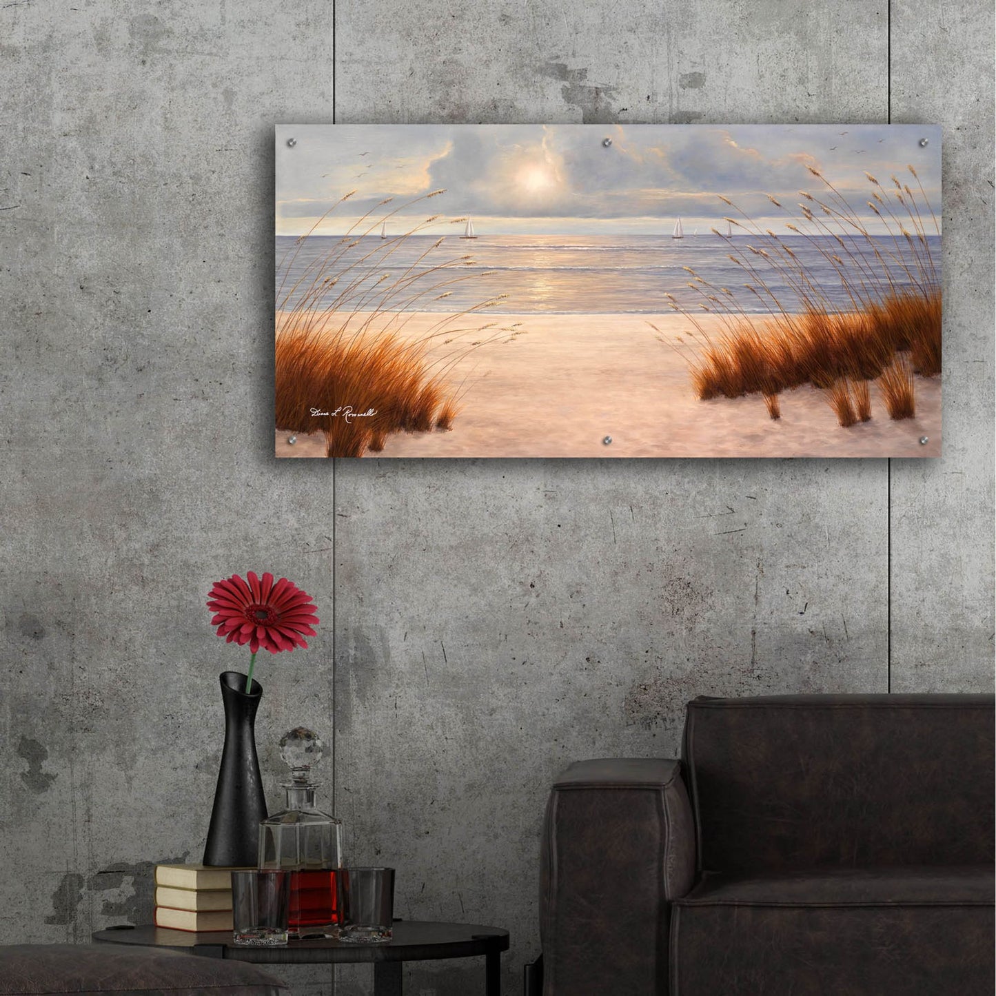 Epic Art ' Beach Days' by Diane Romanello, Acrylic Glass Wall Art,48x24