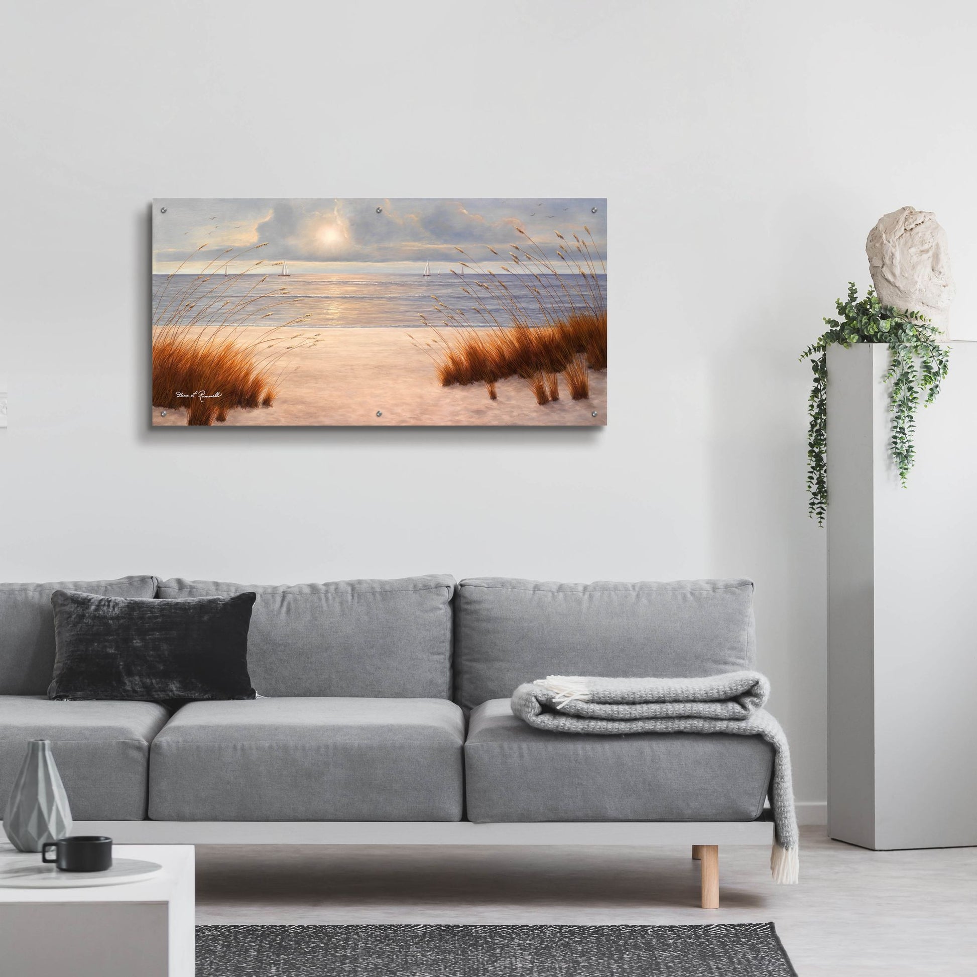 Epic Art ' Beach Days' by Diane Romanello, Acrylic Glass Wall Art,48x24