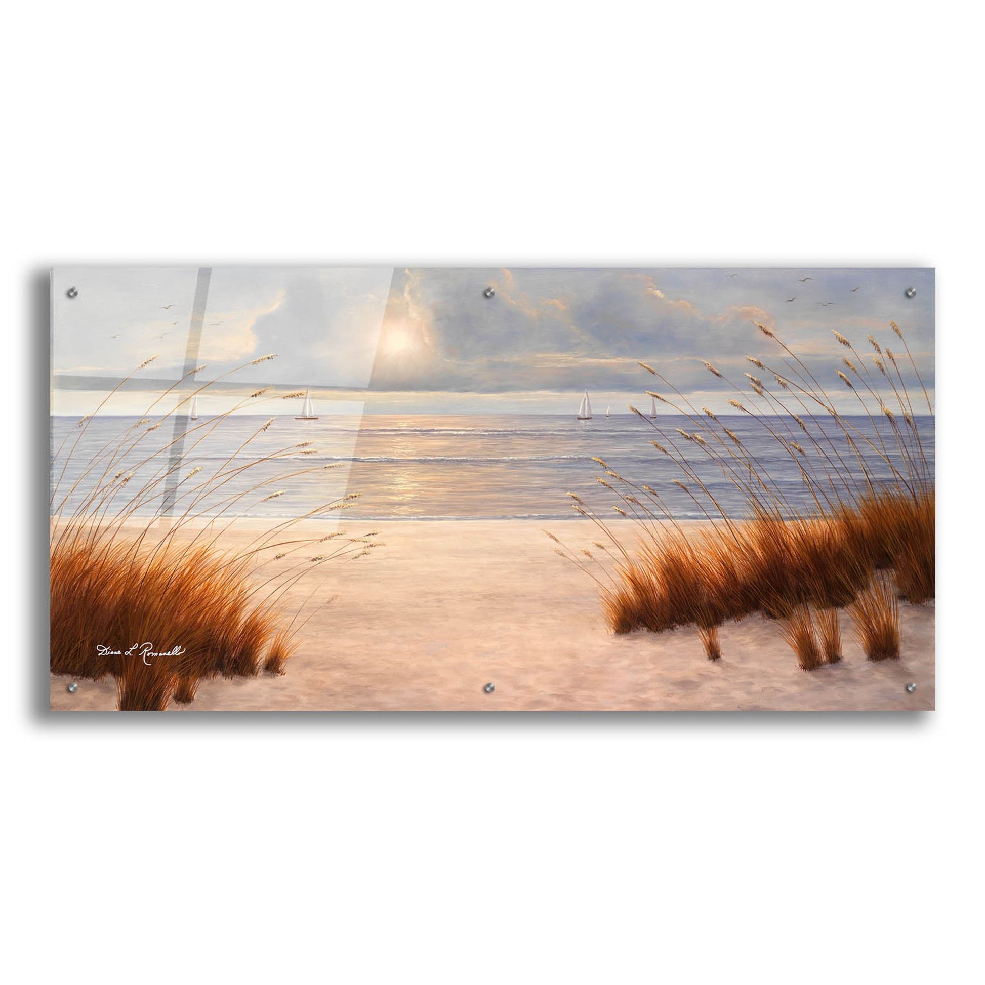 Epic Art ' Beach Days' by Diane Romanello, Acrylic Glass Wall Art,48x24