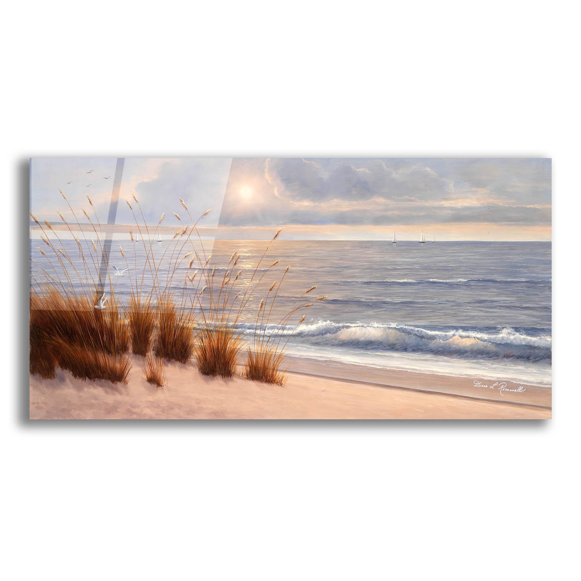 Epic Art ' Seashore' by Diane Romanello, Acrylic Glass Wall Art,24x12