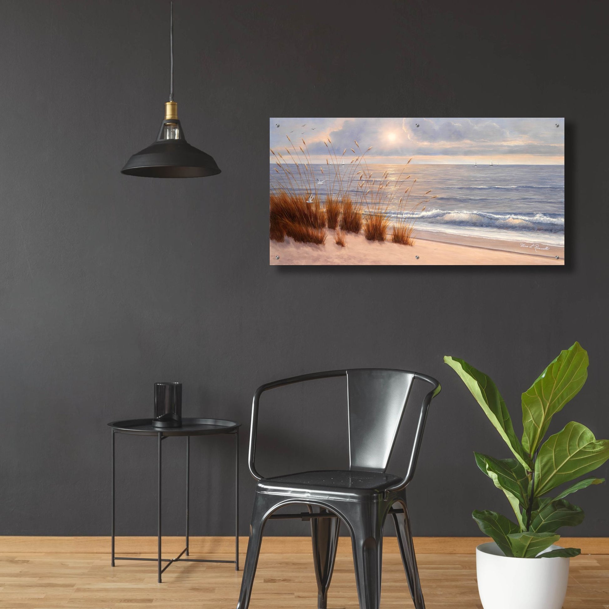 Epic Art ' Seashore' by Diane Romanello, Acrylic Glass Wall Art,48x24