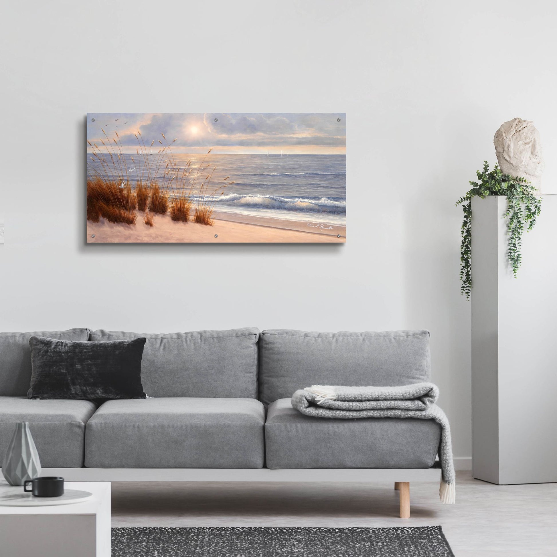 Epic Art ' Seashore' by Diane Romanello, Acrylic Glass Wall Art,48x24