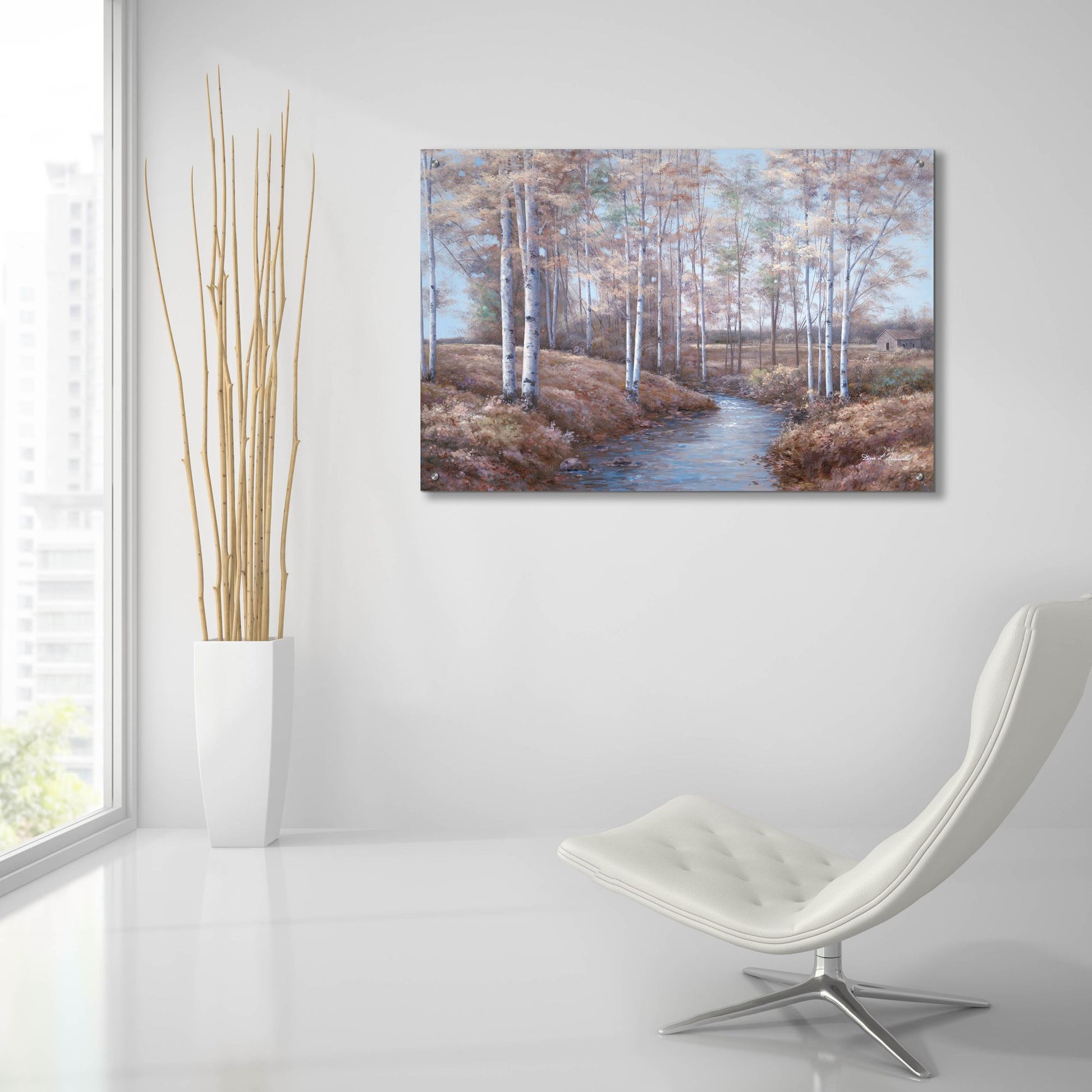 Epic Art ' Birch Creek' by Diane Romanello, Acrylic Glass Wall Art,36x24