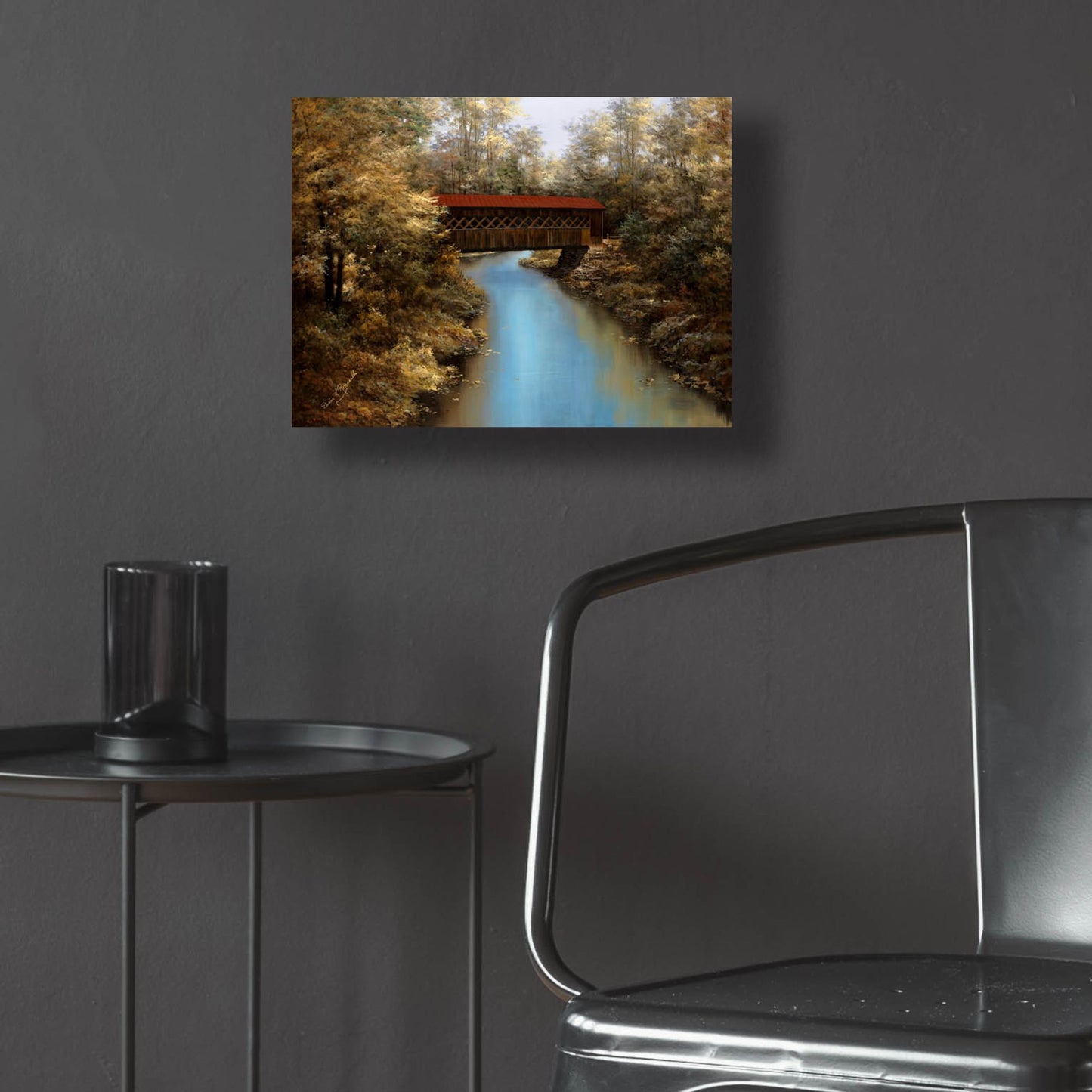 Epic Art ' Covered Bridge' by Diane Romanello, Acrylic Glass Wall Art,16x12