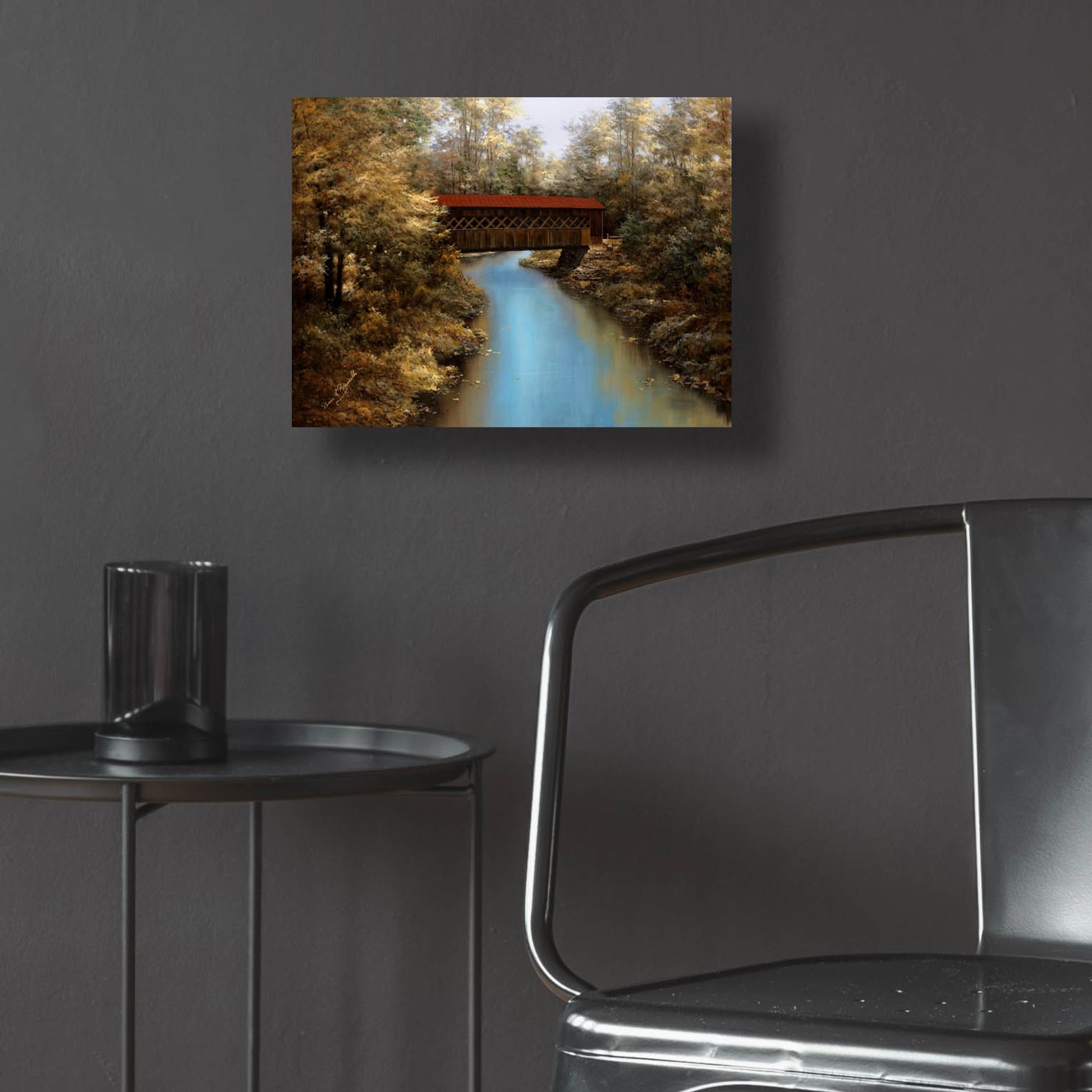 Epic Art ' Covered Bridge' by Diane Romanello, Acrylic Glass Wall Art,16x12