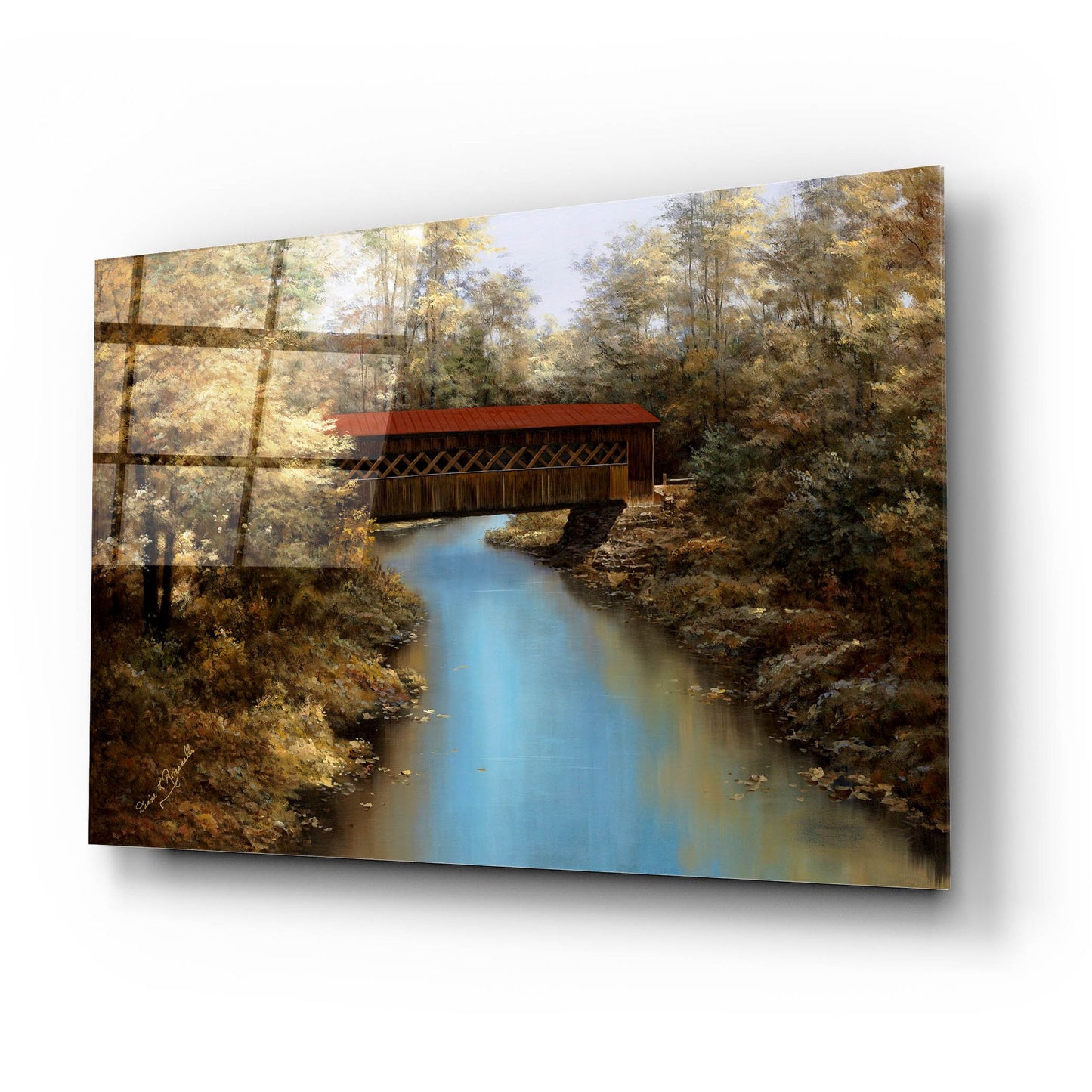 Epic Art ' Covered Bridge' by Diane Romanello, Acrylic Glass Wall Art,24x16