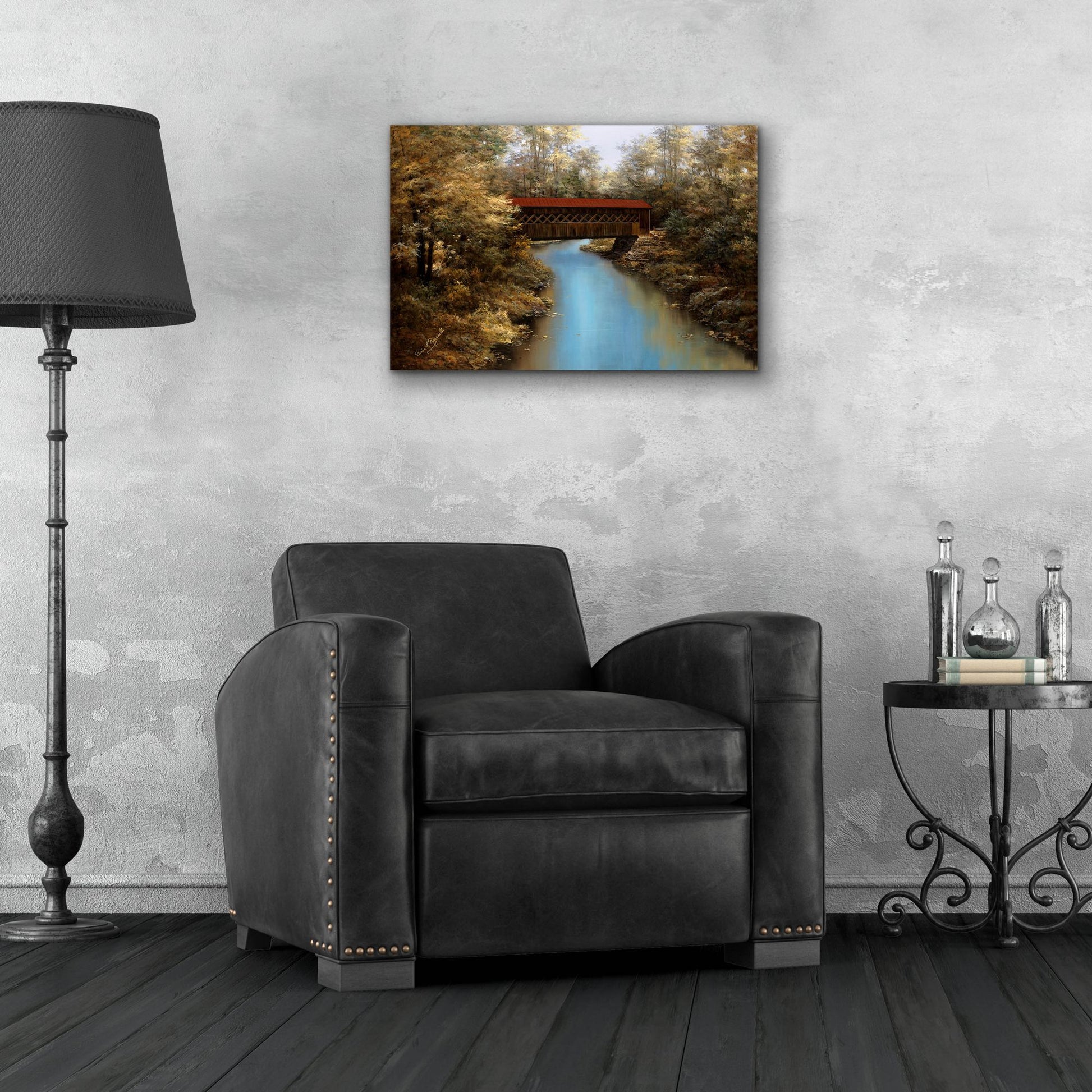 Epic Art ' Covered Bridge' by Diane Romanello, Acrylic Glass Wall Art,24x16