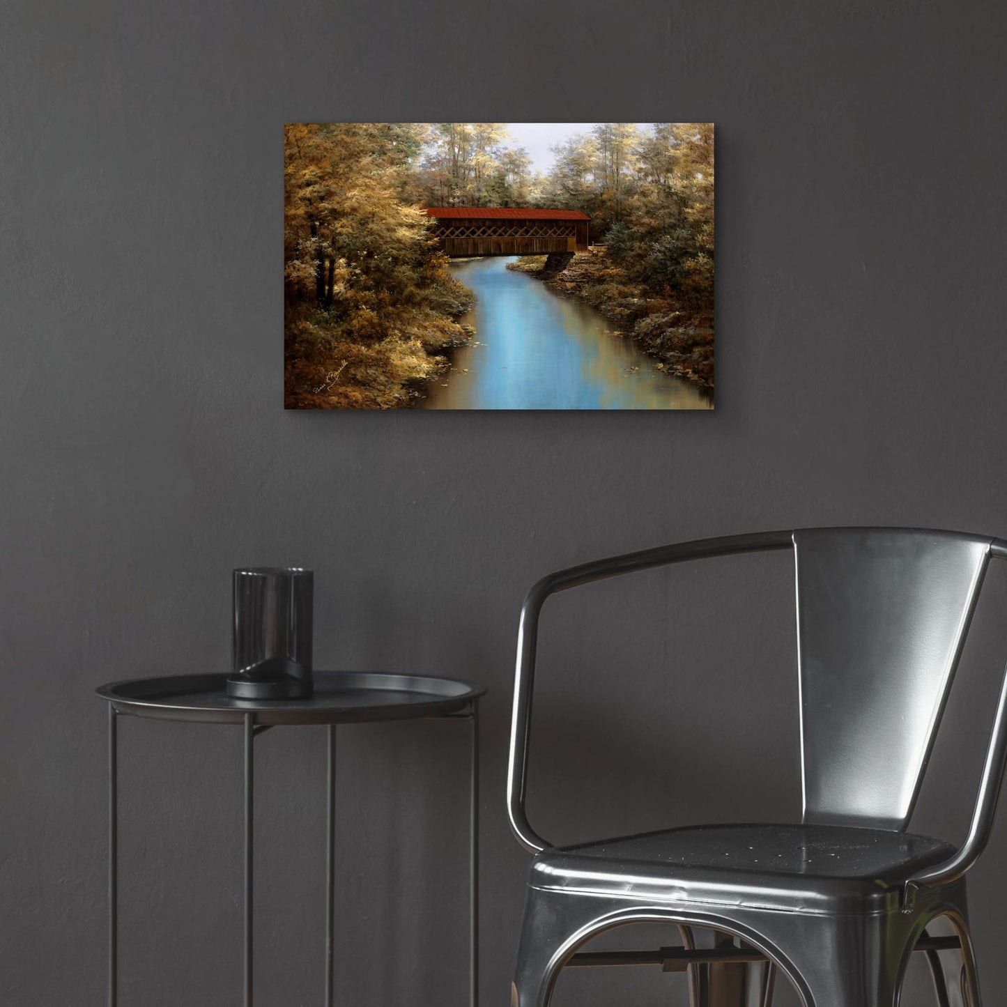 Epic Art ' Covered Bridge' by Diane Romanello, Acrylic Glass Wall Art,24x16