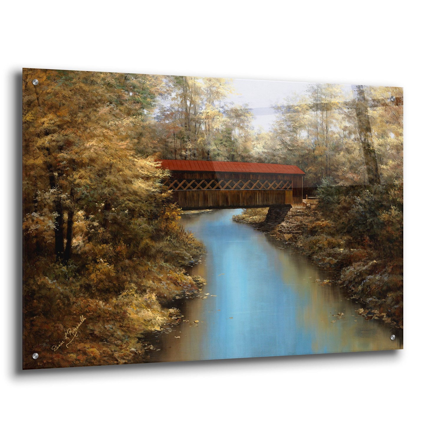 Epic Art ' Covered Bridge' by Diane Romanello, Acrylic Glass Wall Art,36x24