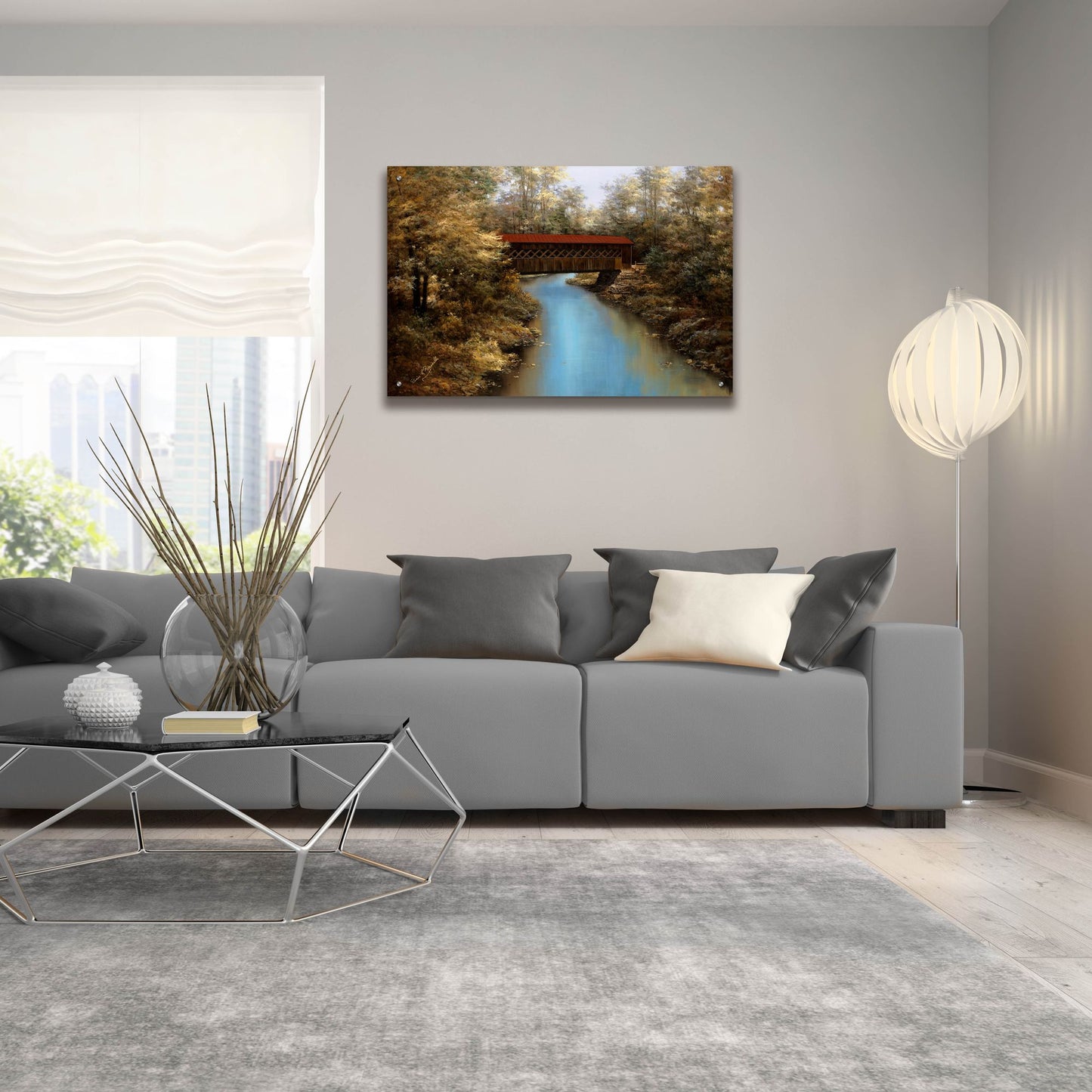 Epic Art ' Covered Bridge' by Diane Romanello, Acrylic Glass Wall Art,36x24