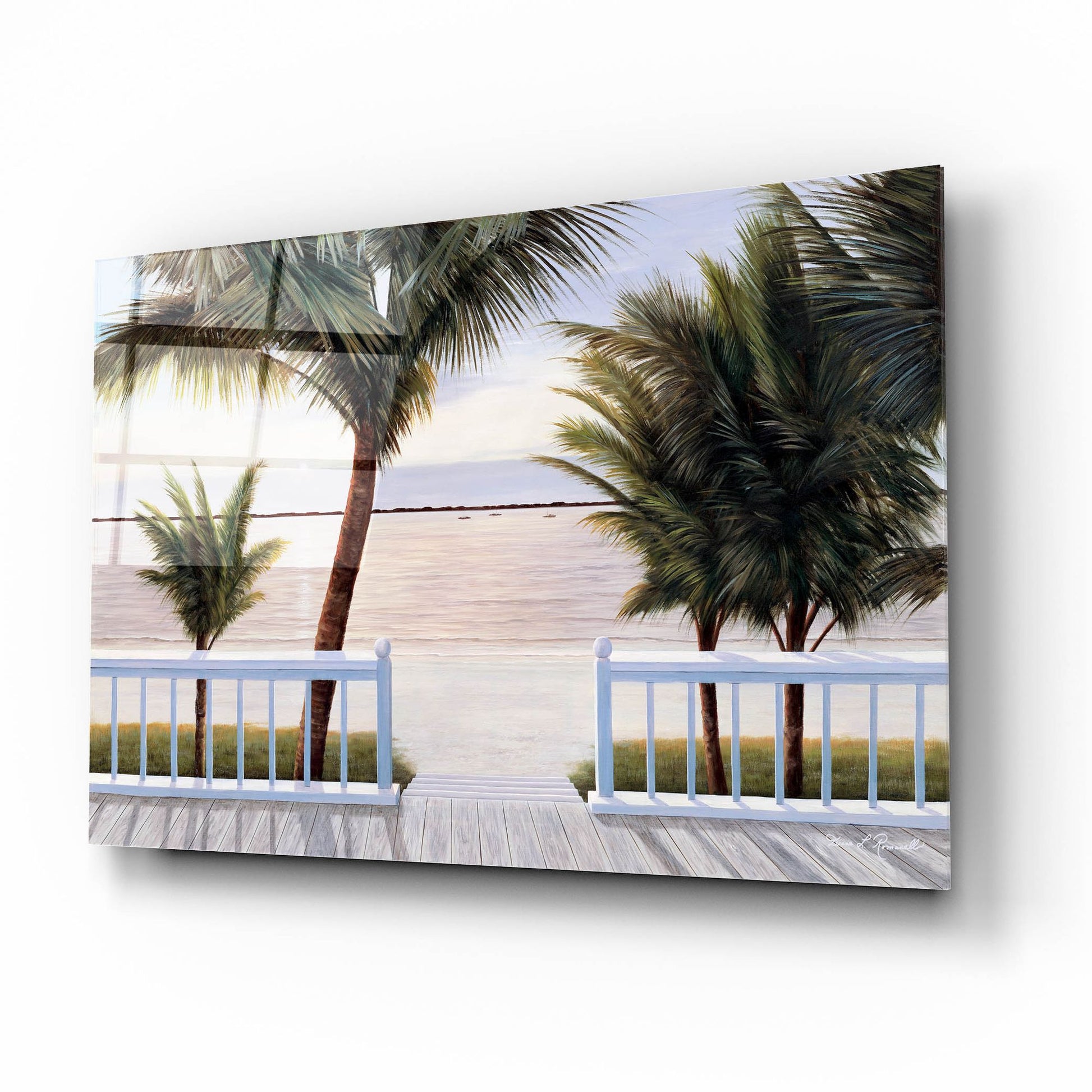 Epic Art ' Palm Bay' by Diane Romanello, Acrylic Glass Wall Art,16x12