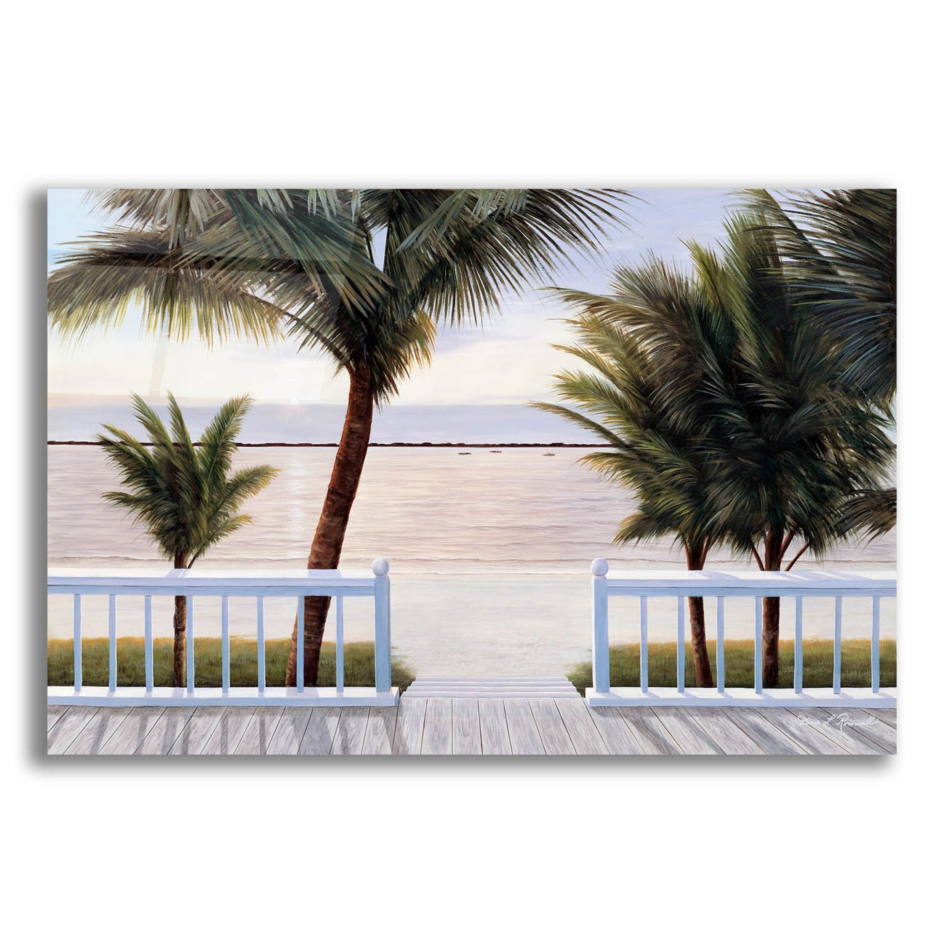 Epic Art ' Palm Bay' by Diane Romanello, Acrylic Glass Wall Art,16x12