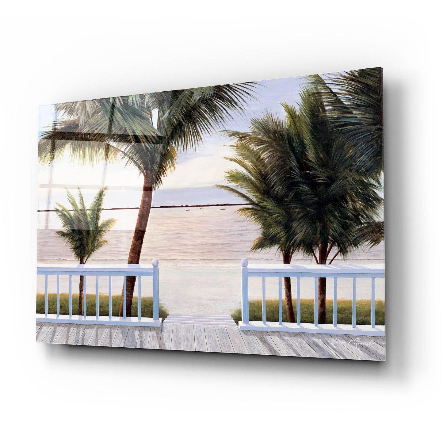 Epic Art ' Palm Bay' by Diane Romanello, Acrylic Glass Wall Art,24x16