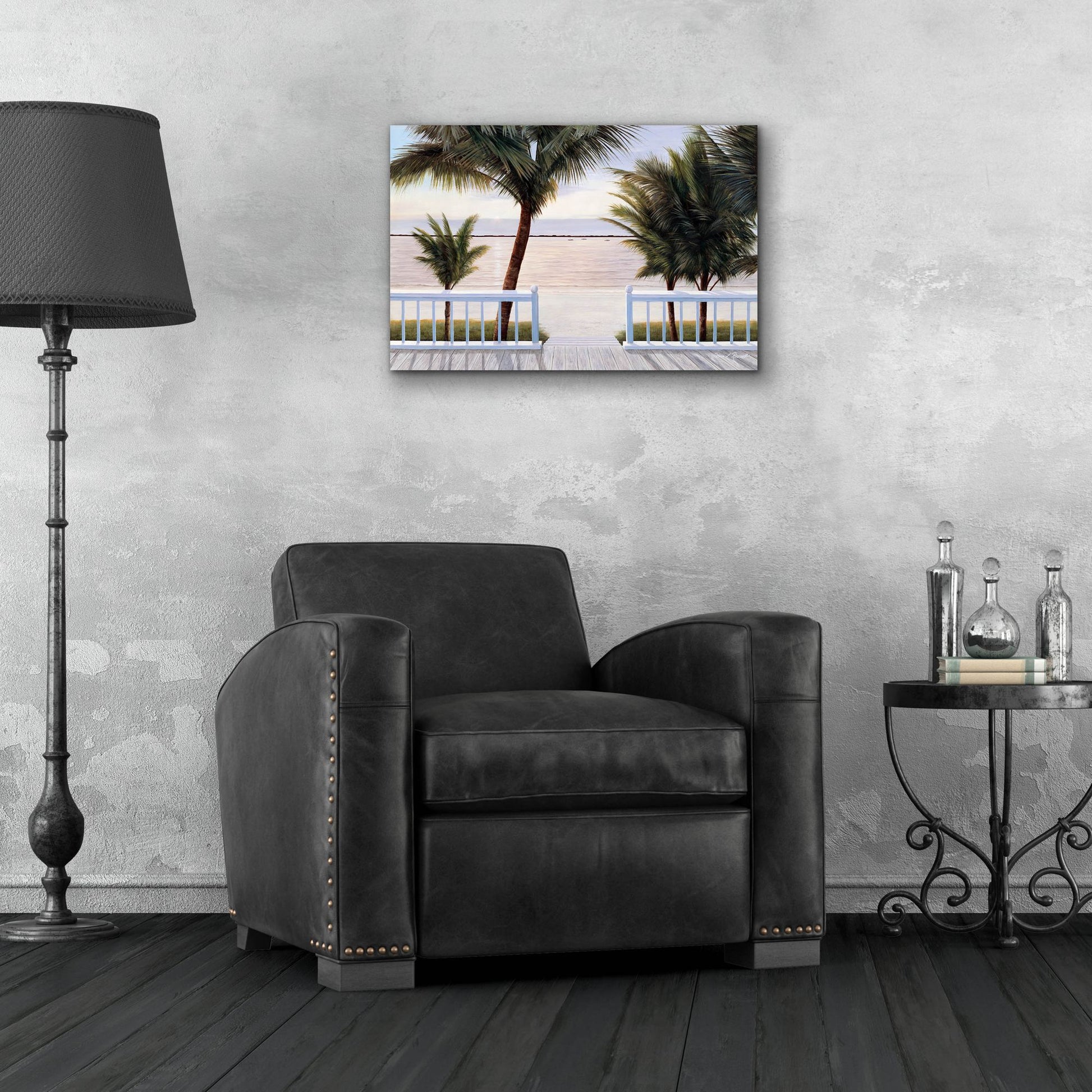 Epic Art ' Palm Bay' by Diane Romanello, Acrylic Glass Wall Art,24x16