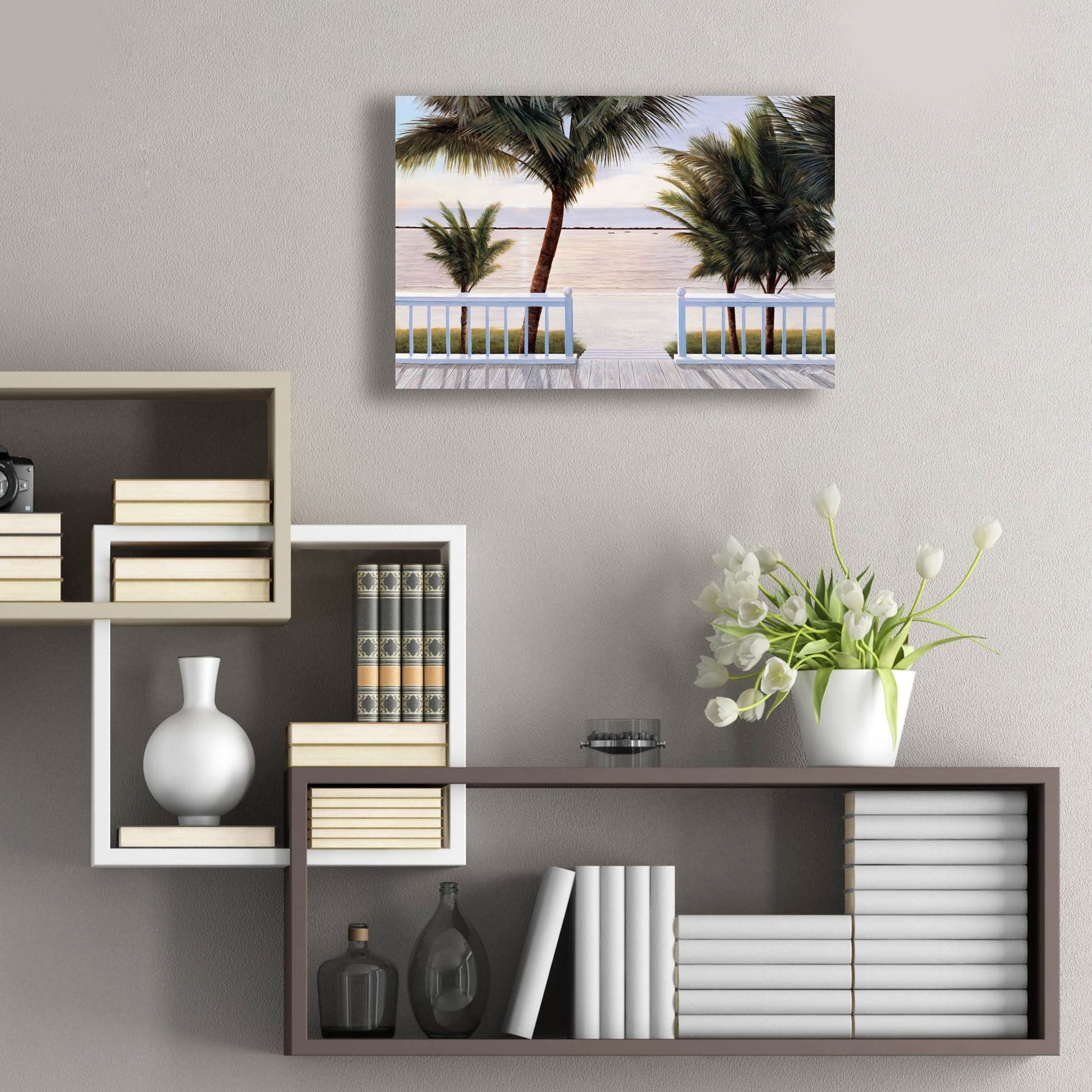 Epic Art ' Palm Bay' by Diane Romanello, Acrylic Glass Wall Art,24x16