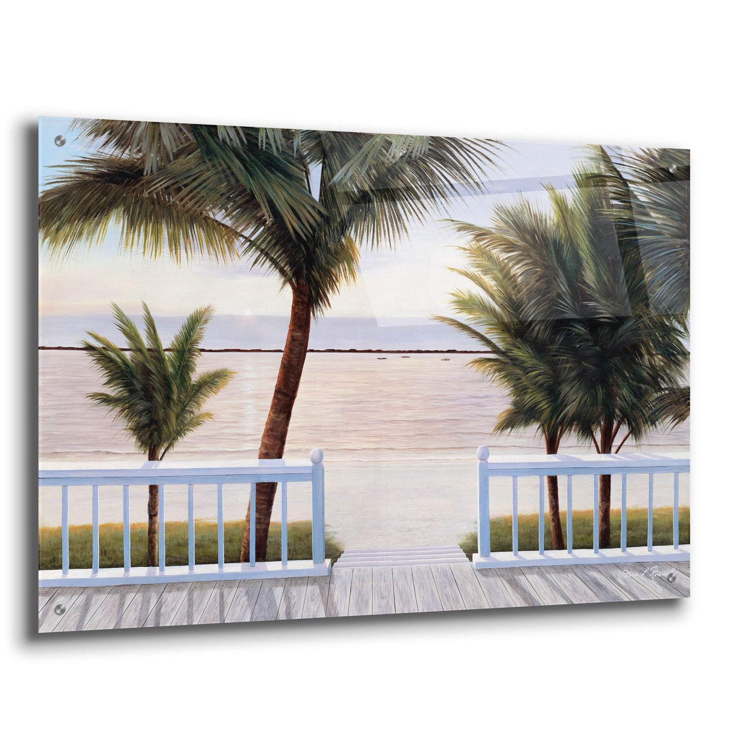 Epic Art ' Palm Bay' by Diane Romanello, Acrylic Glass Wall Art,36x24