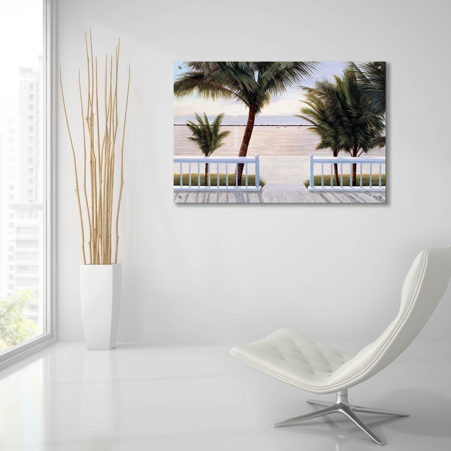 Epic Art ' Palm Bay' by Diane Romanello, Acrylic Glass Wall Art,36x24