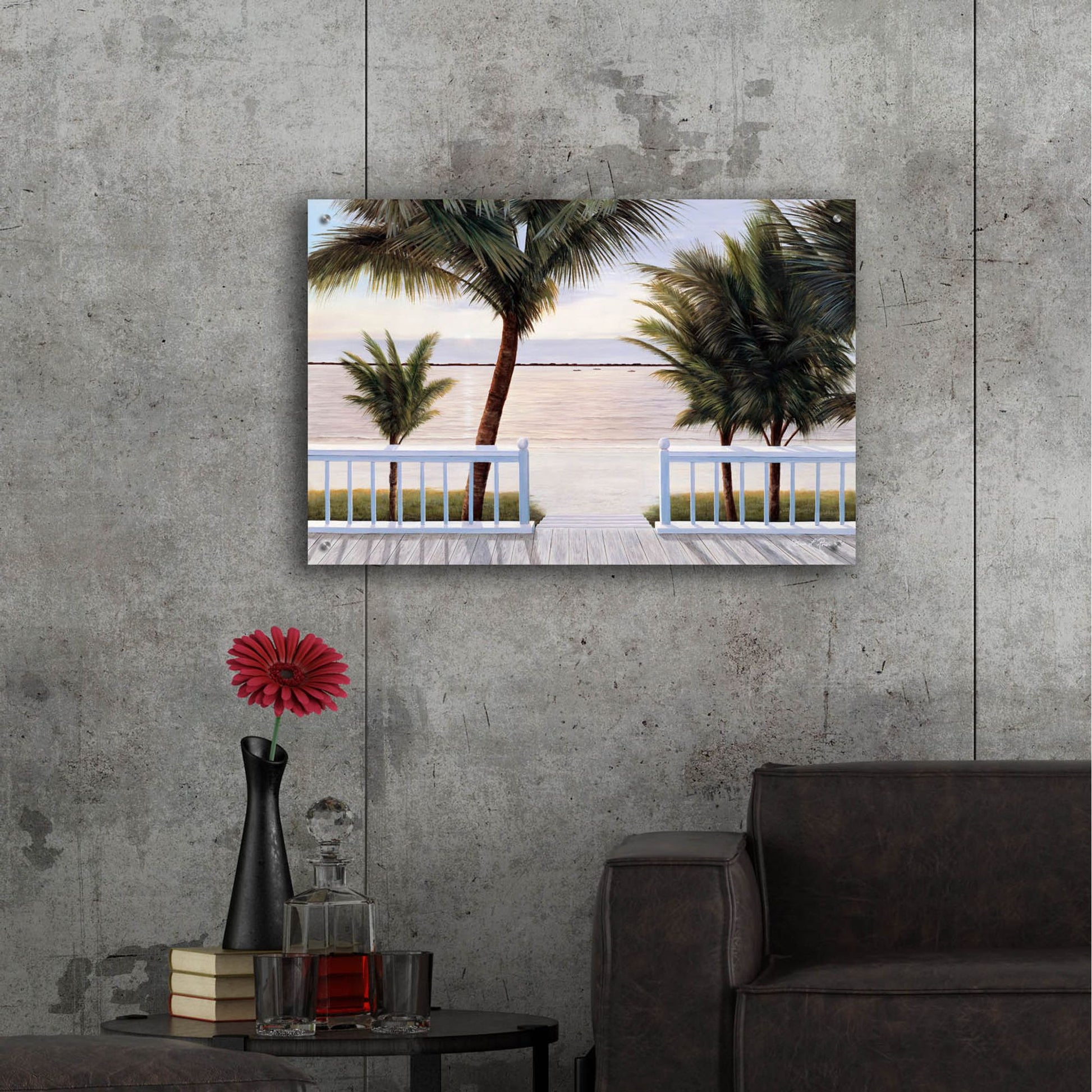 Epic Art ' Palm Bay' by Diane Romanello, Acrylic Glass Wall Art,36x24