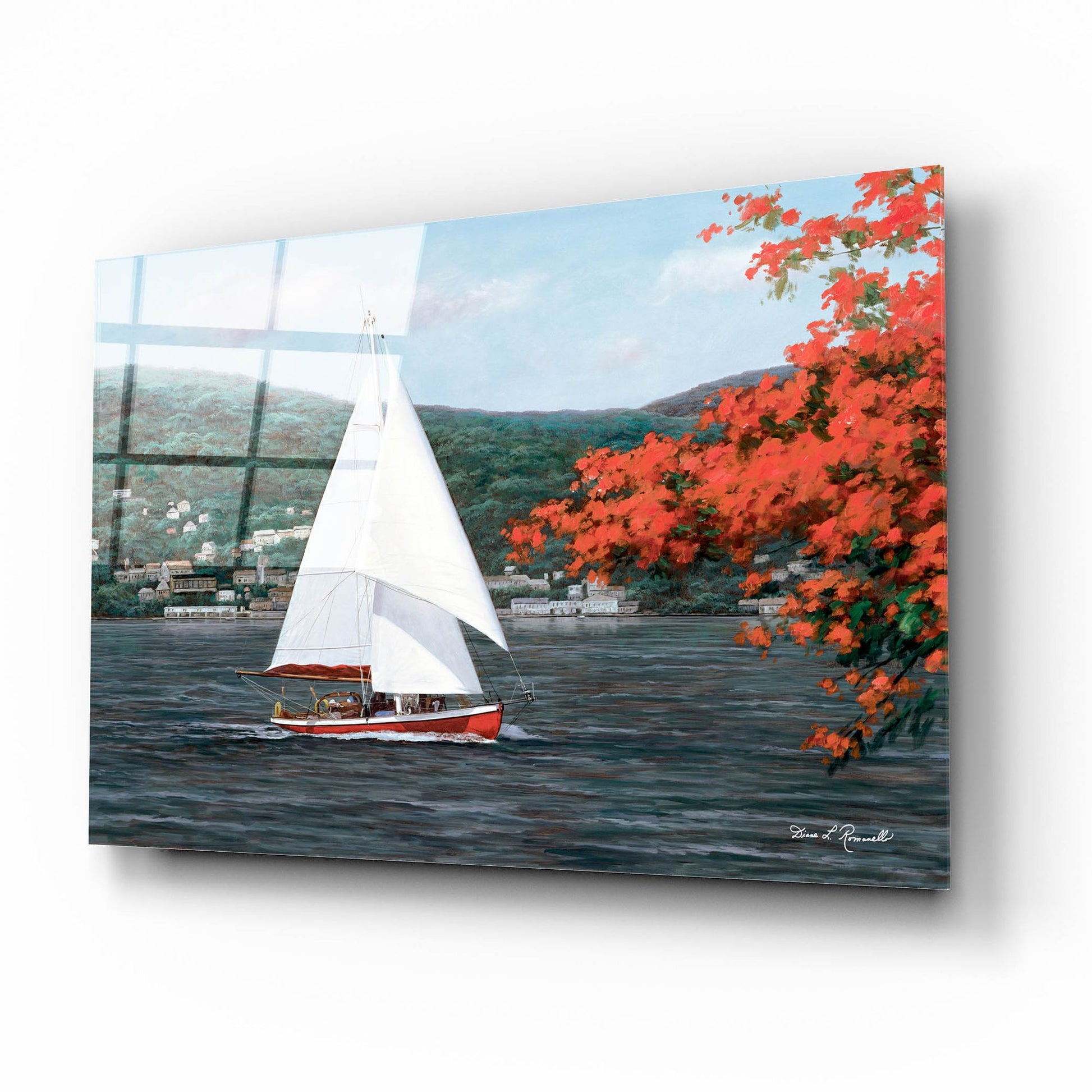 Epic Art ' Sail Away' by Diane Romanello, Acrylic Glass Wall Art,16x12