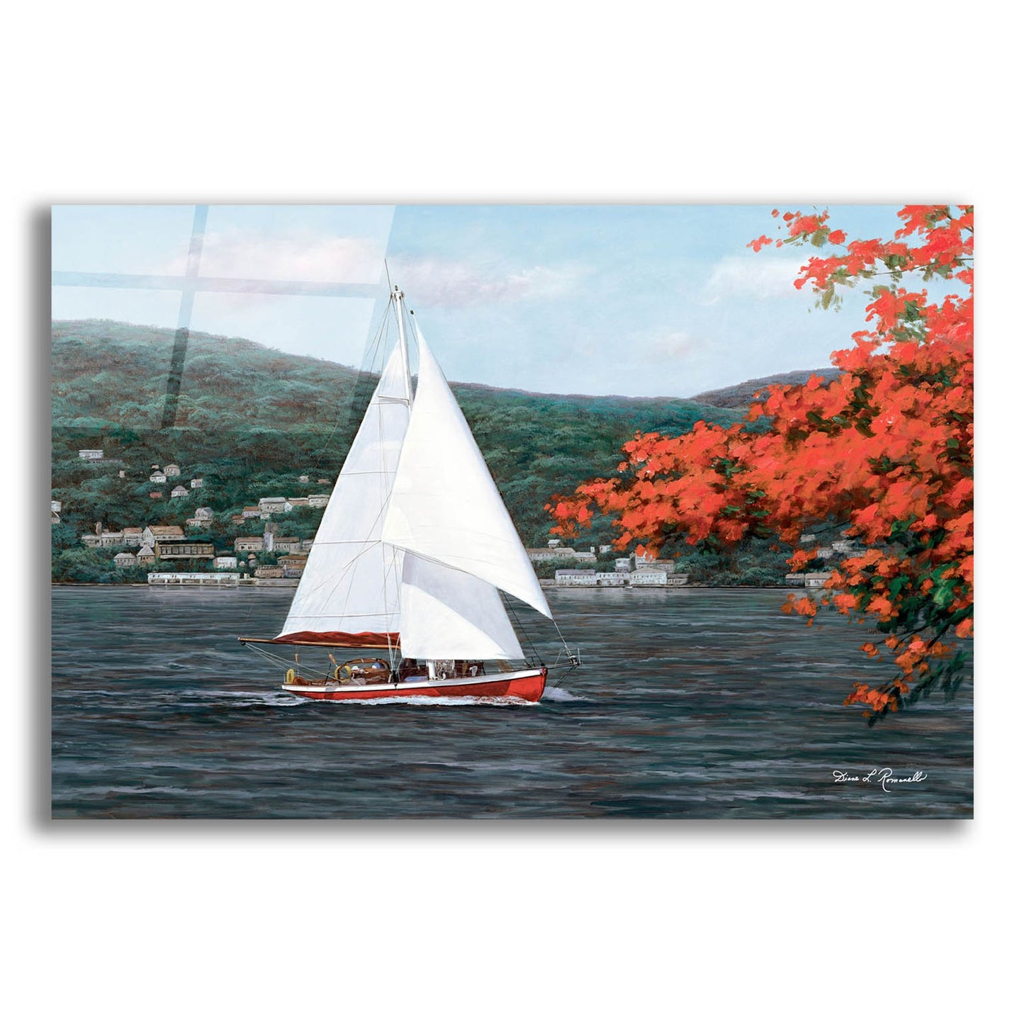 Epic Art ' Sail Away' by Diane Romanello, Acrylic Glass Wall Art,16x12