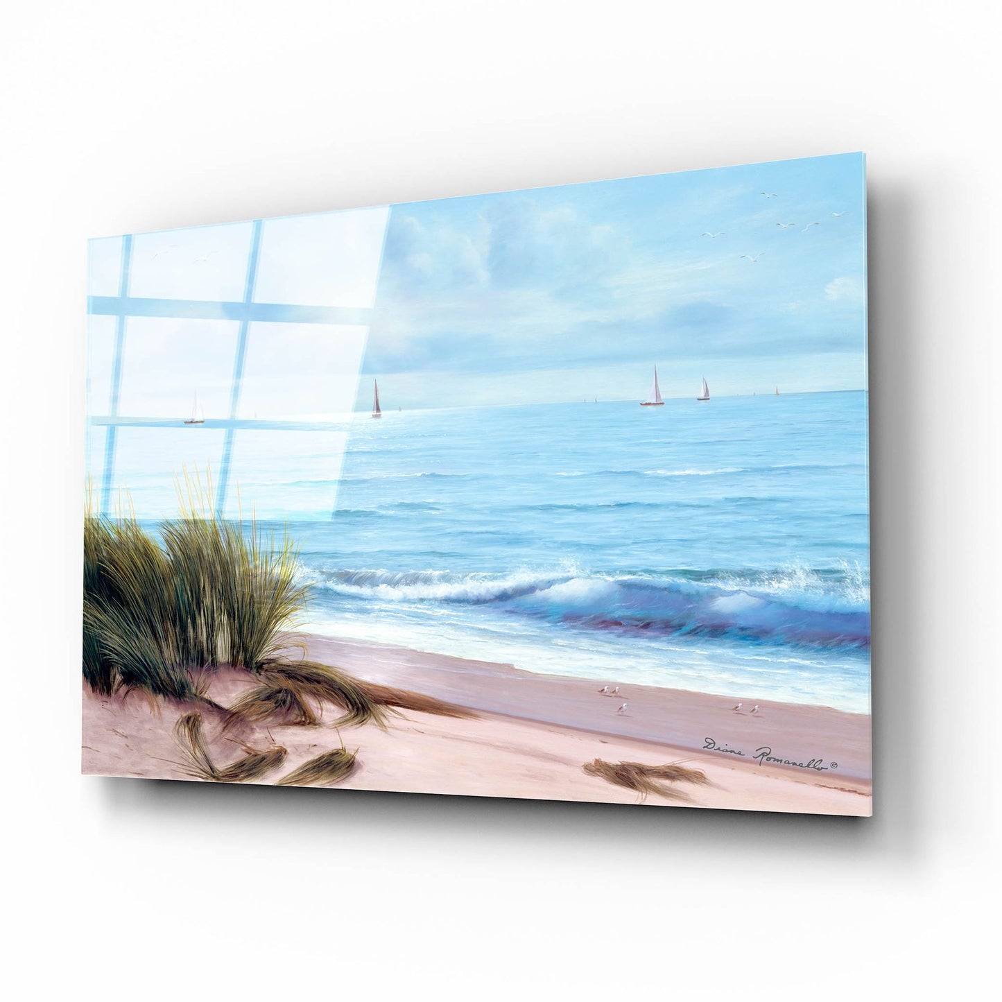 Epic Art ' Sandpiper Beach' by Diane Romanello, Acrylic Glass Wall Art,16x12