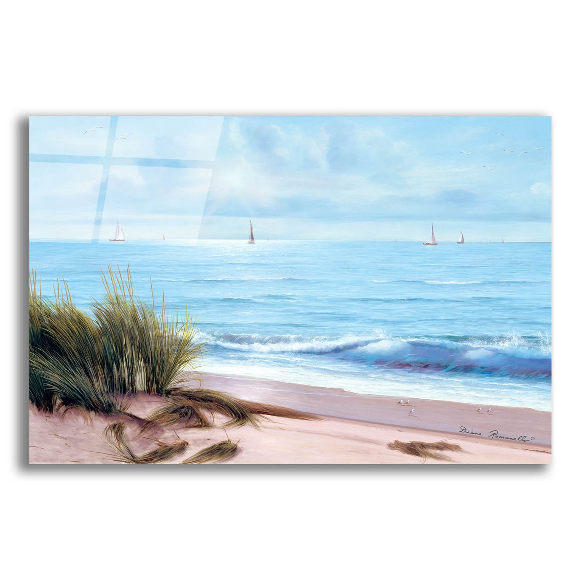 Epic Art ' Sandpiper Beach' by Diane Romanello, Acrylic Glass Wall Art,16x12