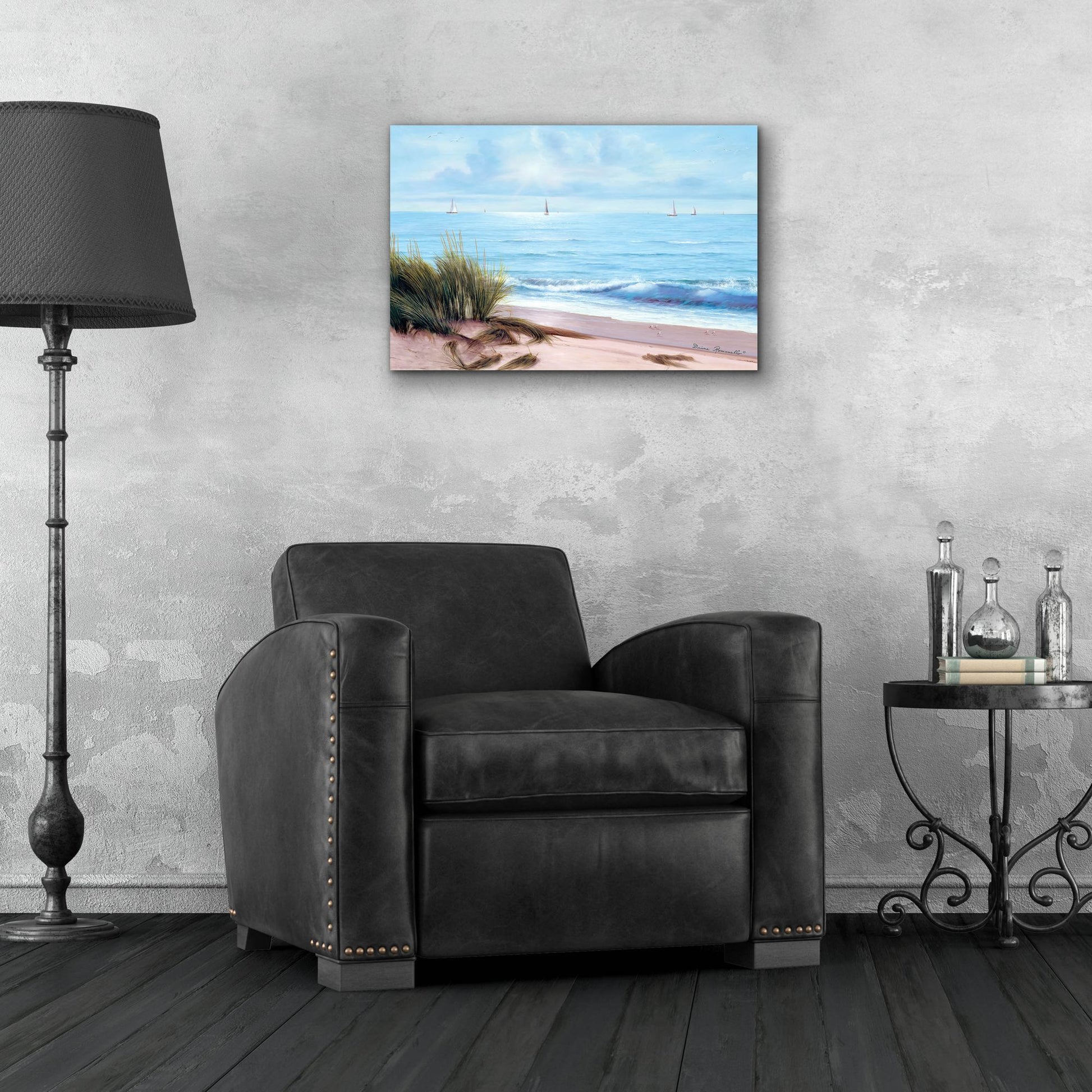 Epic Art ' Sandpiper Beach' by Diane Romanello, Acrylic Glass Wall Art,24x16