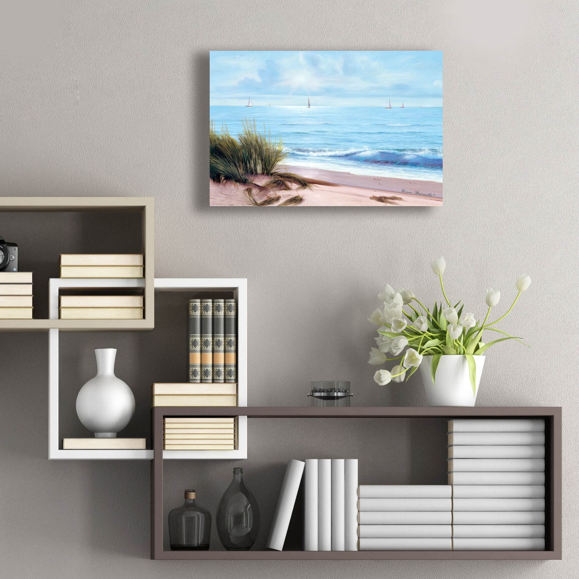 Epic Art ' Sandpiper Beach' by Diane Romanello, Acrylic Glass Wall Art,24x16