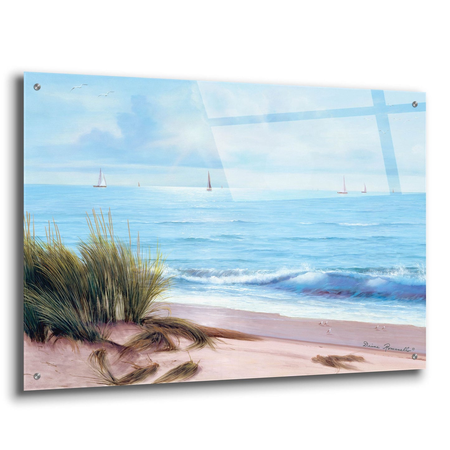 Epic Art ' Sandpiper Beach' by Diane Romanello, Acrylic Glass Wall Art,36x24