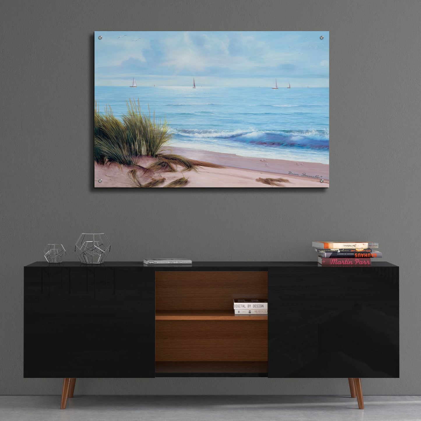 Epic Art ' Sandpiper Beach' by Diane Romanello, Acrylic Glass Wall Art,36x24