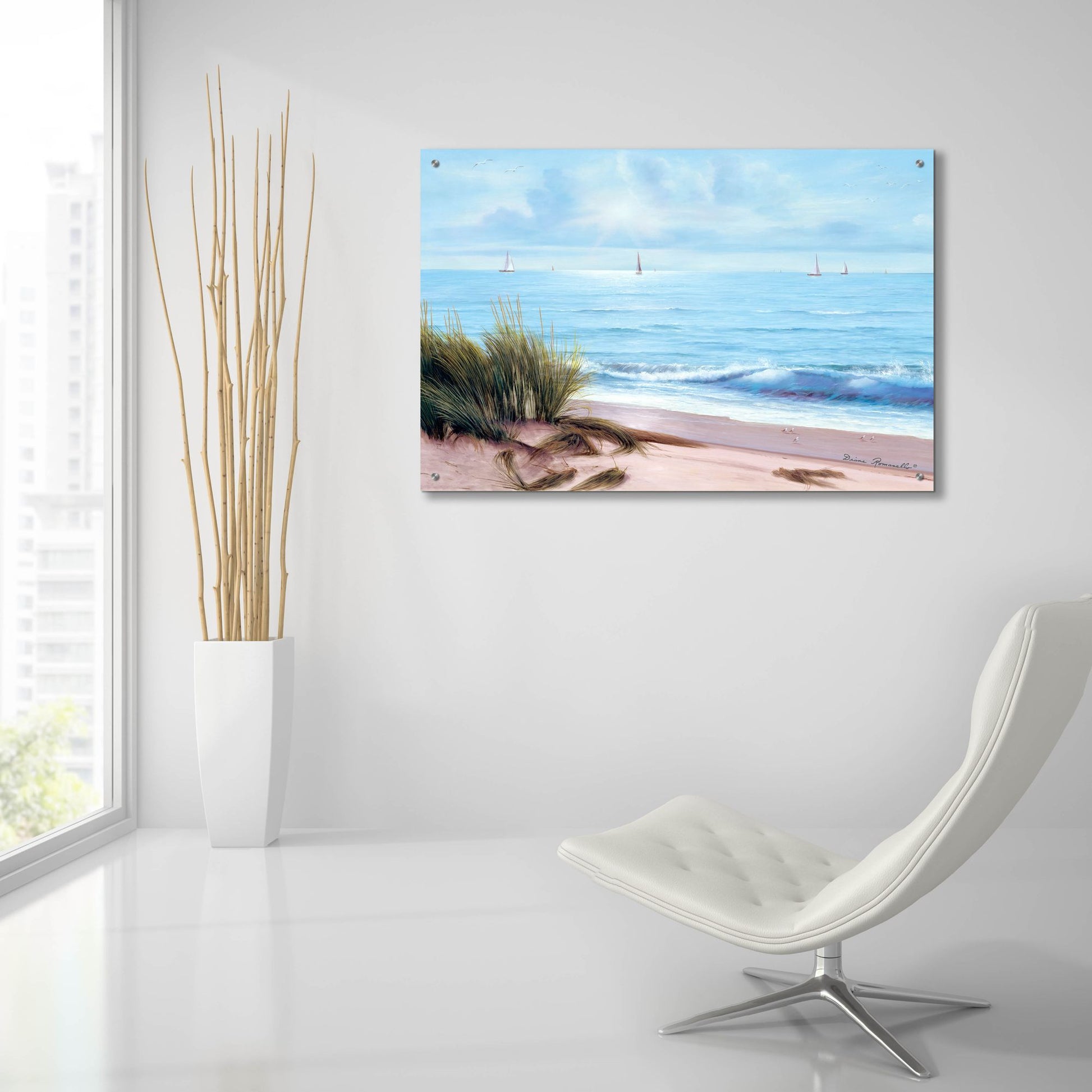 Epic Art ' Sandpiper Beach' by Diane Romanello, Acrylic Glass Wall Art,36x24